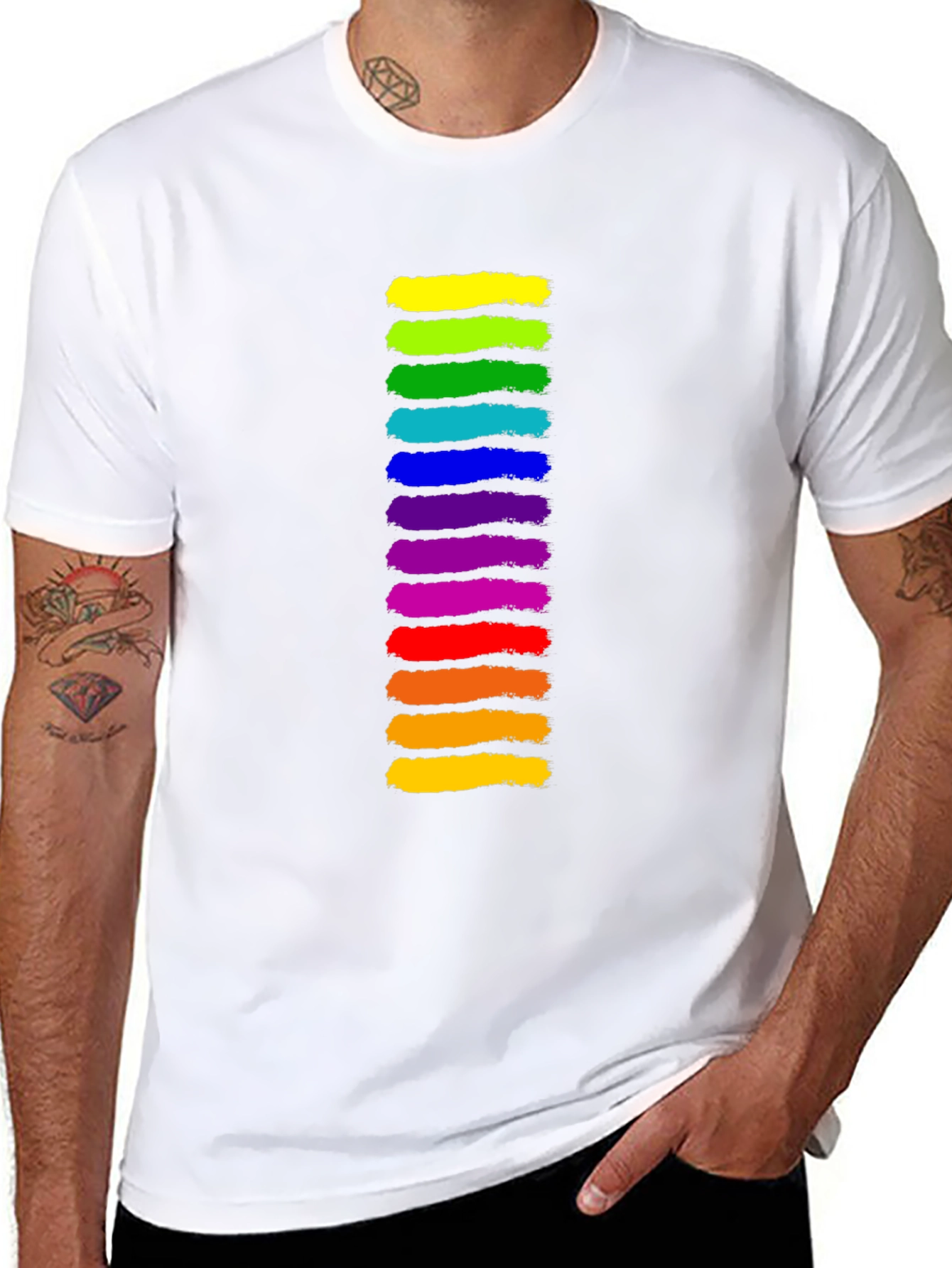 Rainbow Stripe Graphic Black T-Shirt