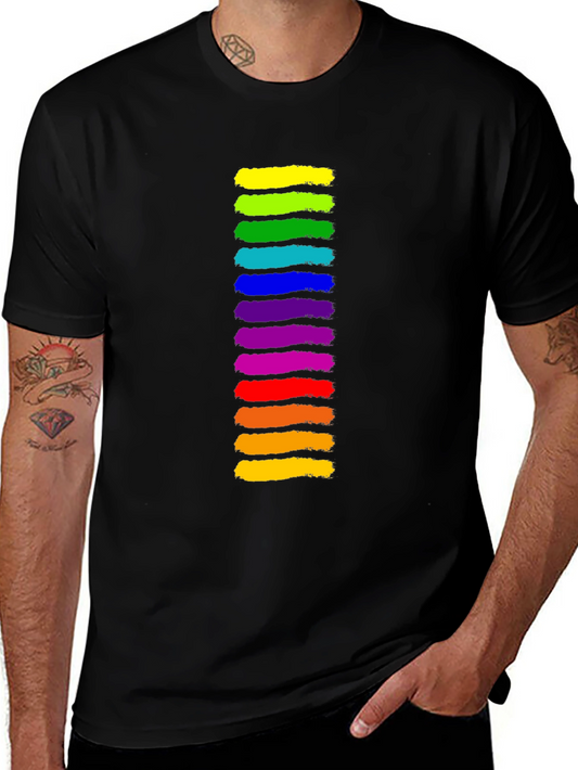 Rainbow Stripe Graphic Black T-Shirt