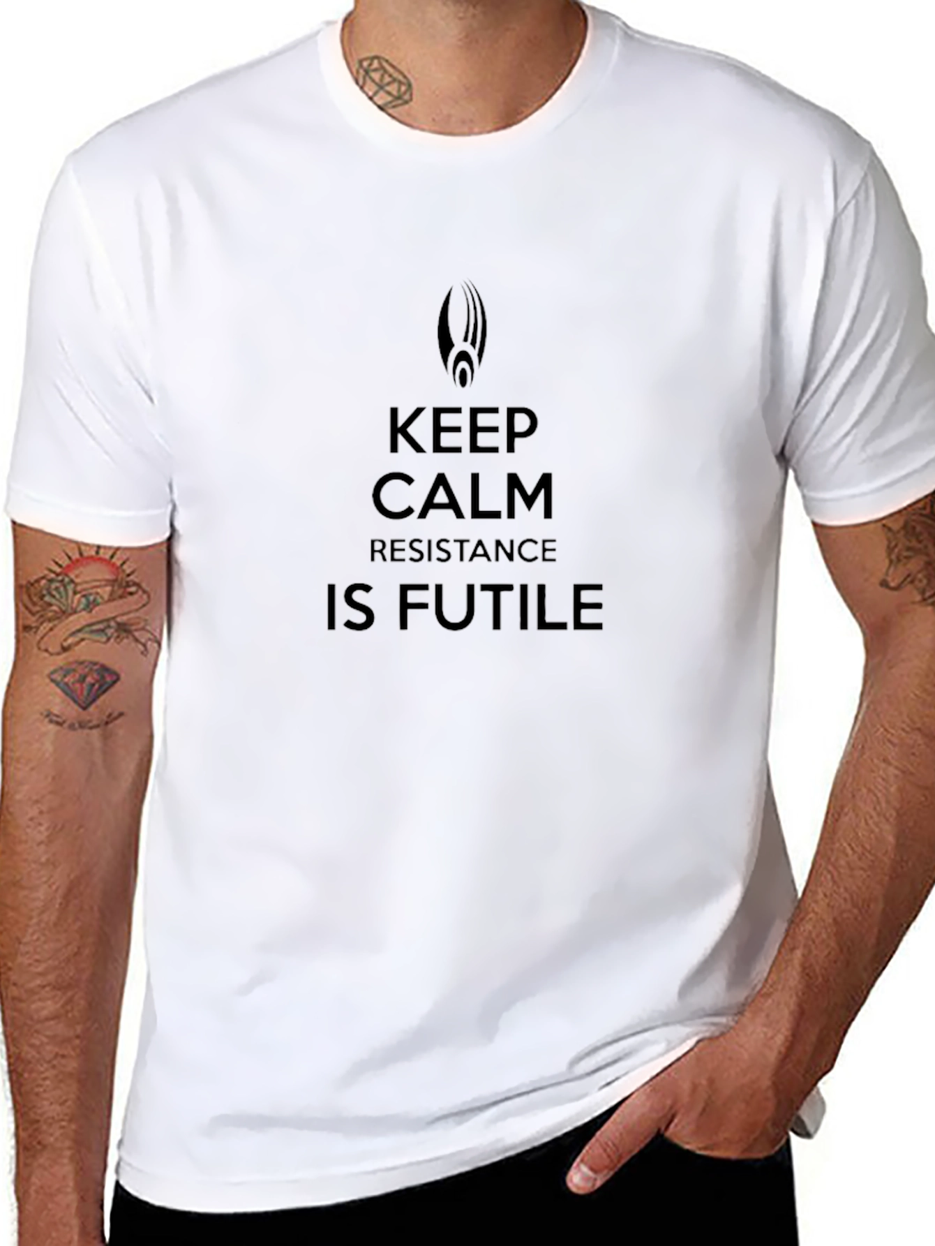 Keep Calm Resistance Is Futile Black T-Shirt