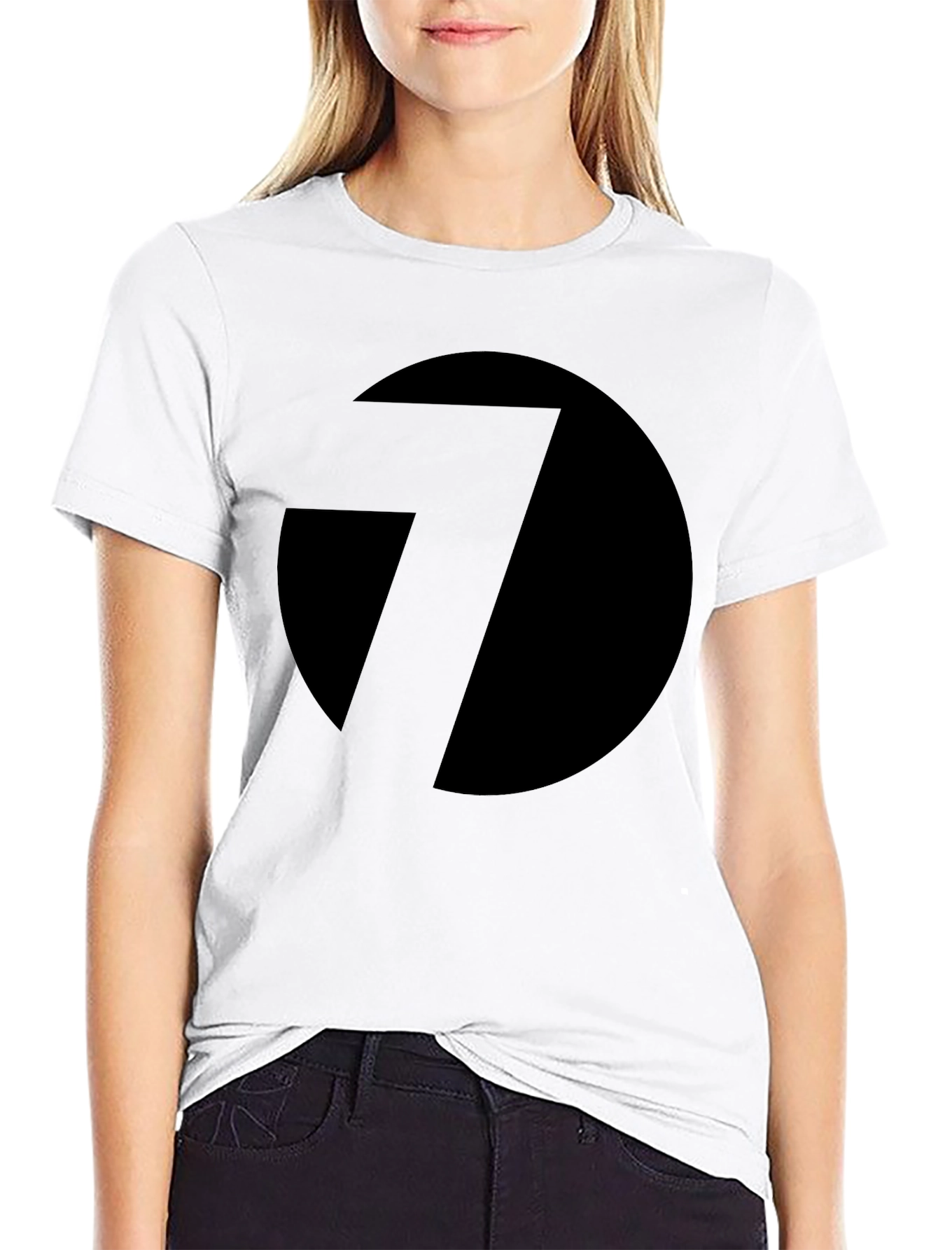 Black T-Shirt with Abstract Circle and Line Design