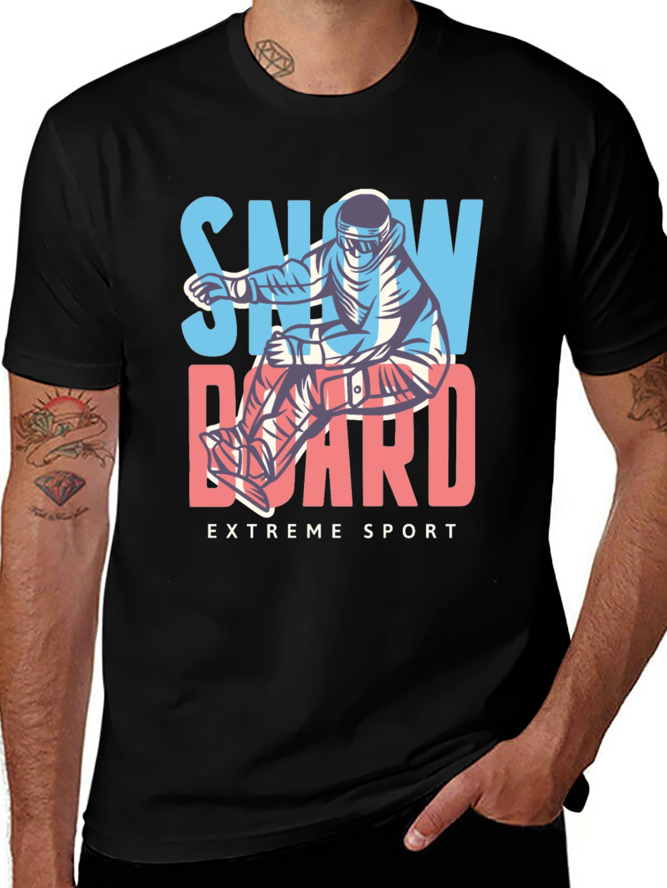 Snowboard Extreme Sport Black T-Shirt