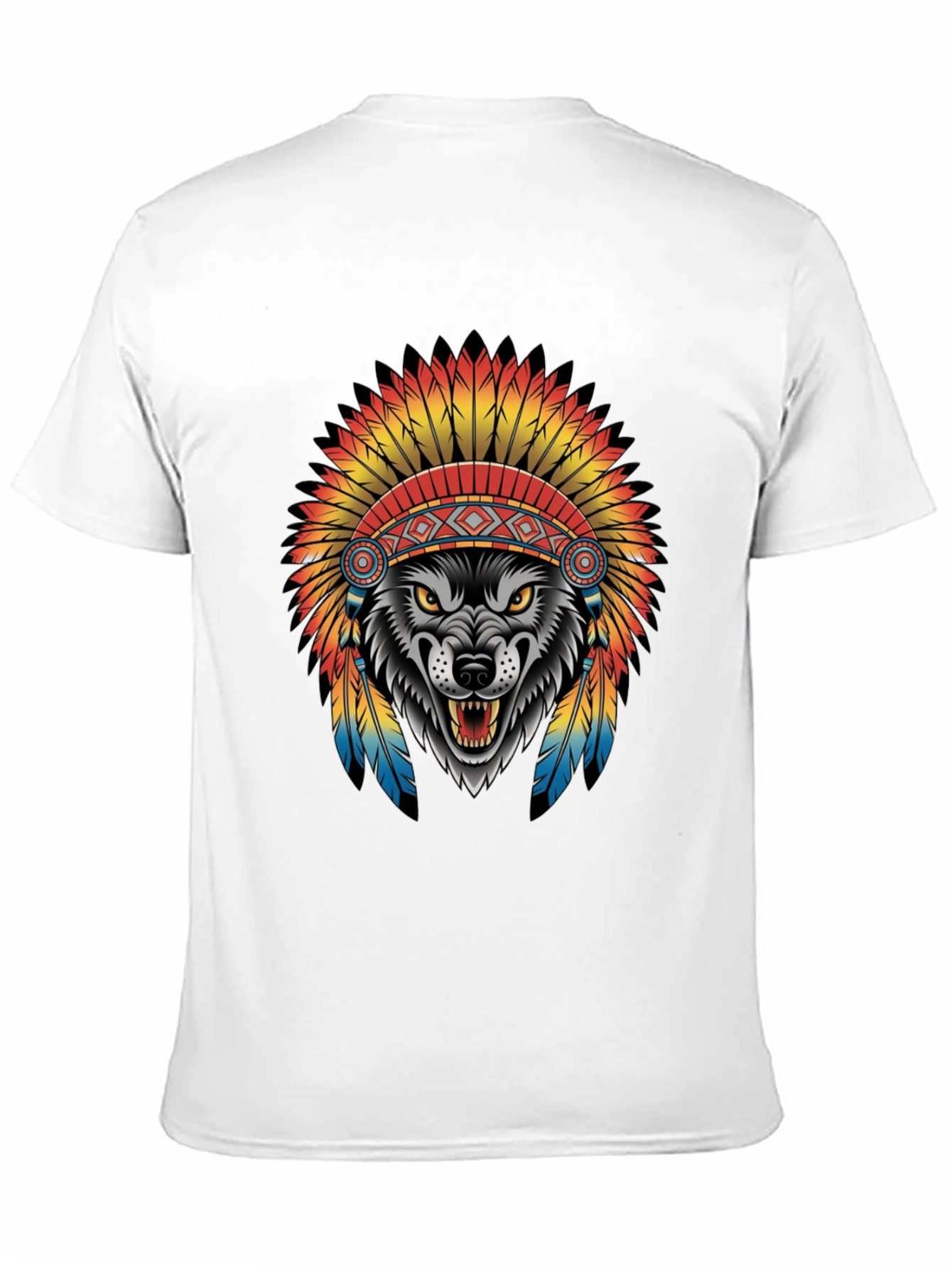 Wolf in Headdress Graphic Tee - Black