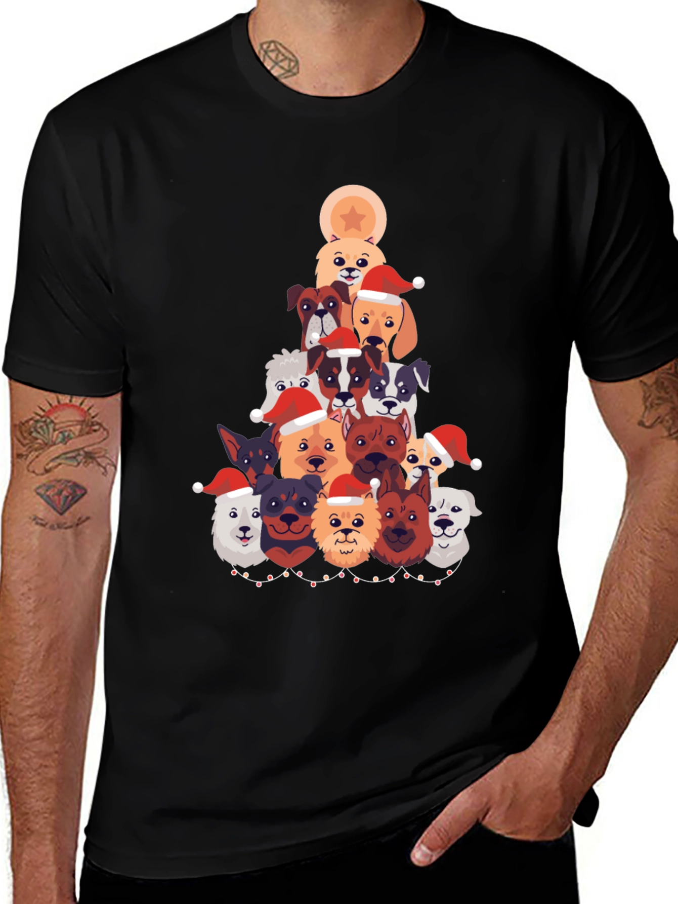 Festive Dog Christmas Tree Graphic Tee