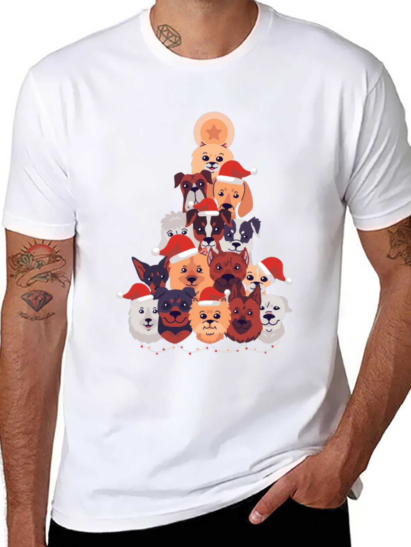 Festive Dog Christmas Tree Graphic Tee