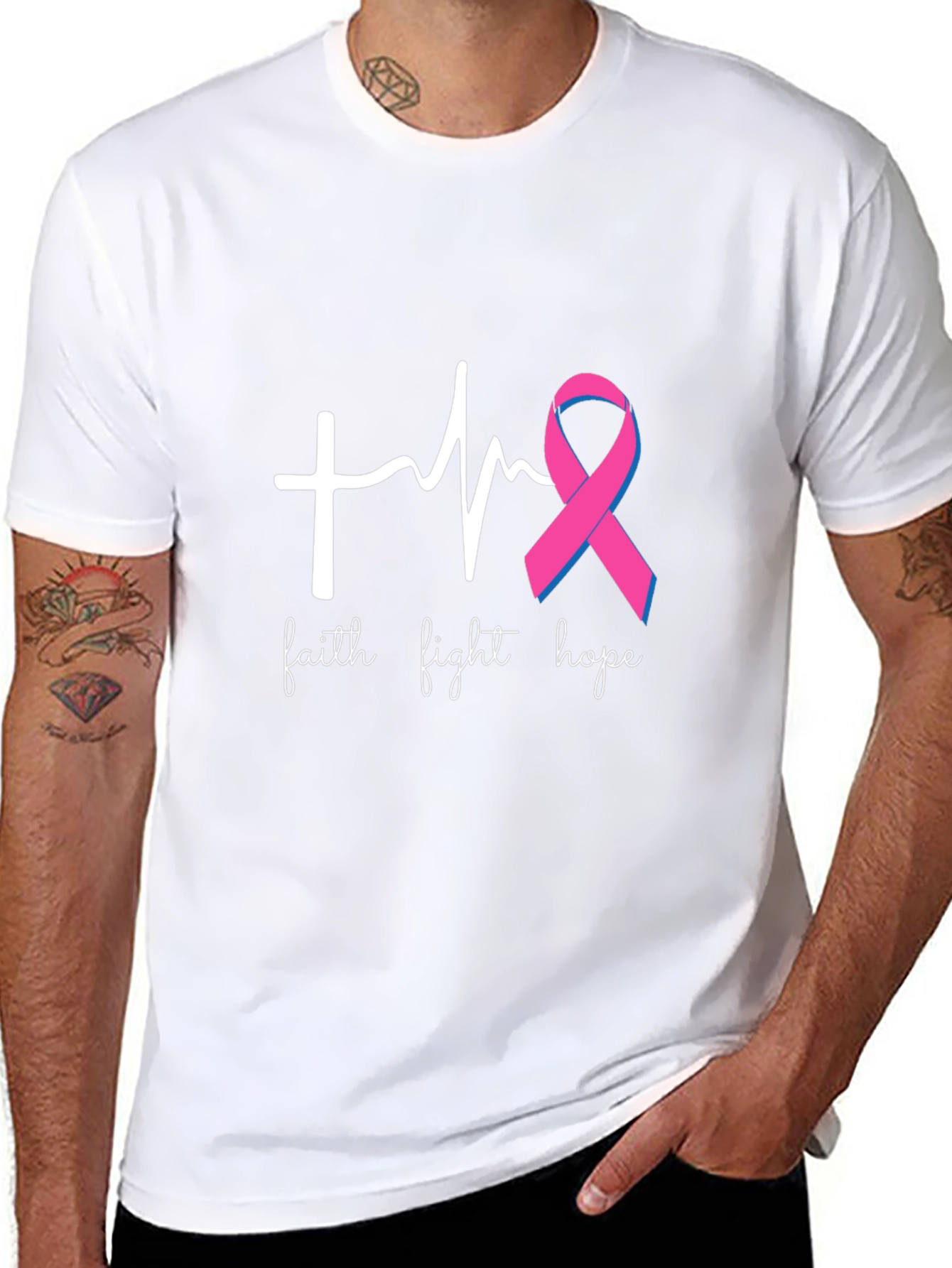 Faith Fight Hope T-Shirt - Breast Cancer Awareness Tee