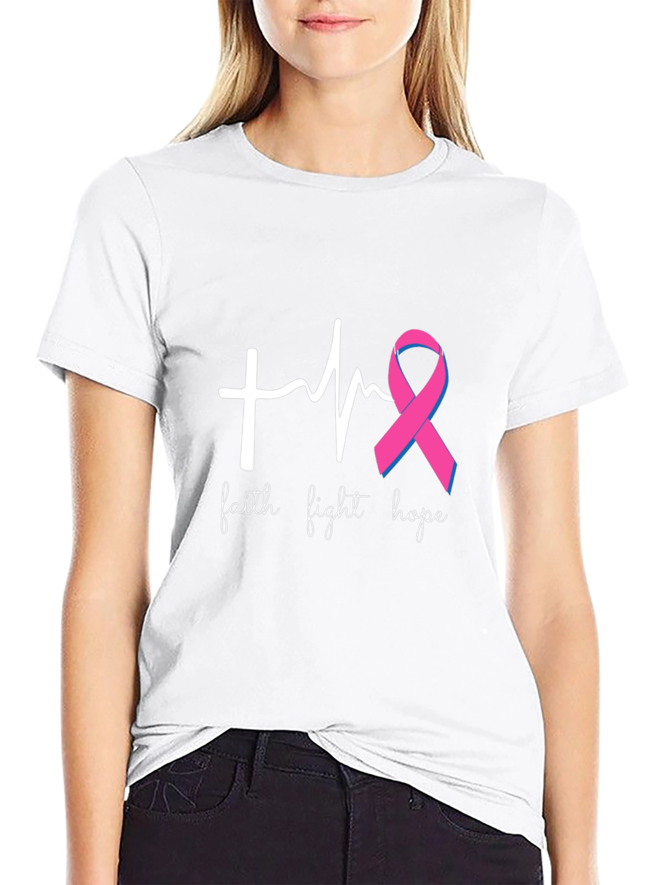 Faith Fight Hope T-Shirt - Breast Cancer Awareness Tee
