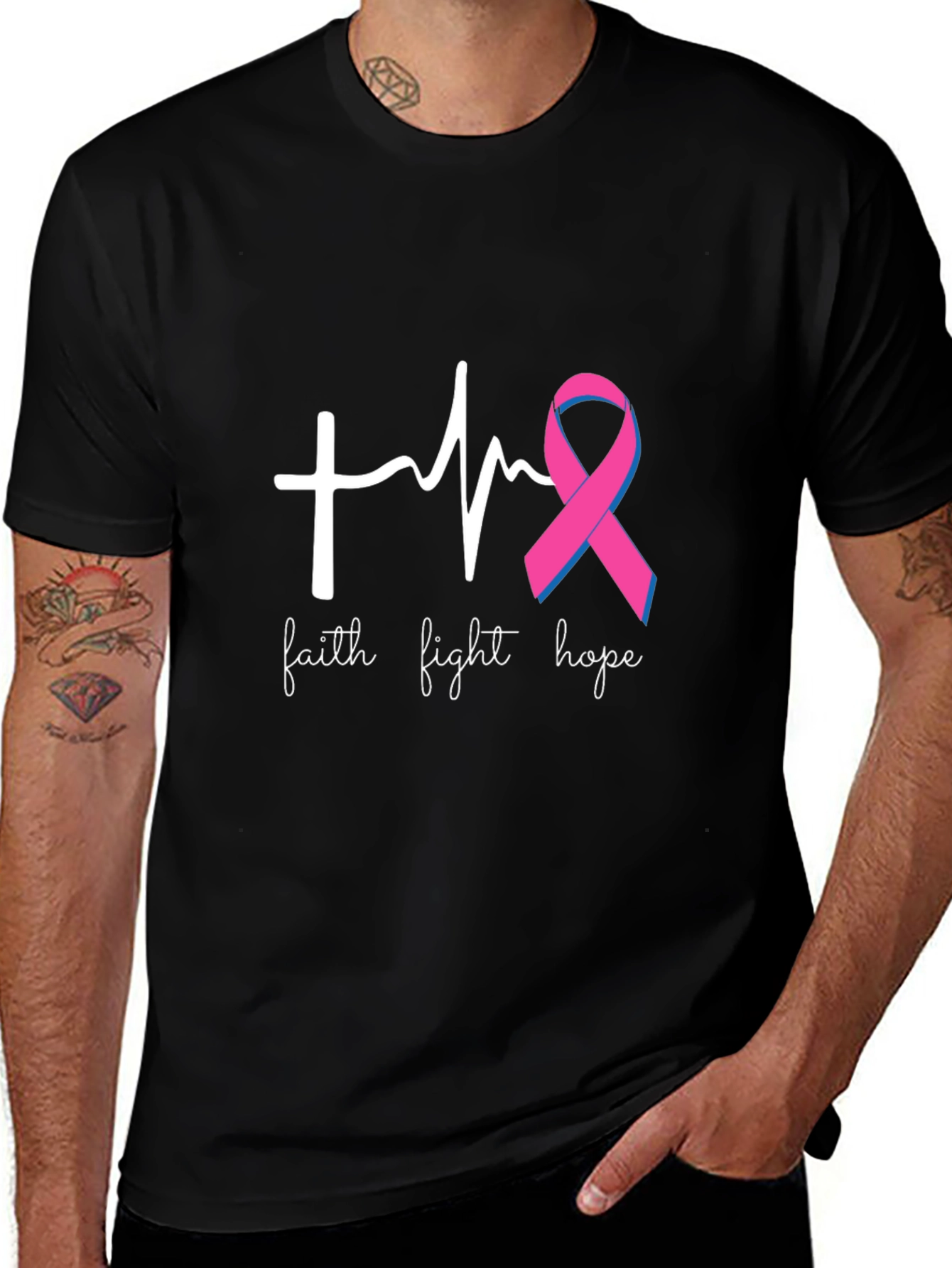 Faith Fight Hope T-Shirt - Breast Cancer Awareness Tee