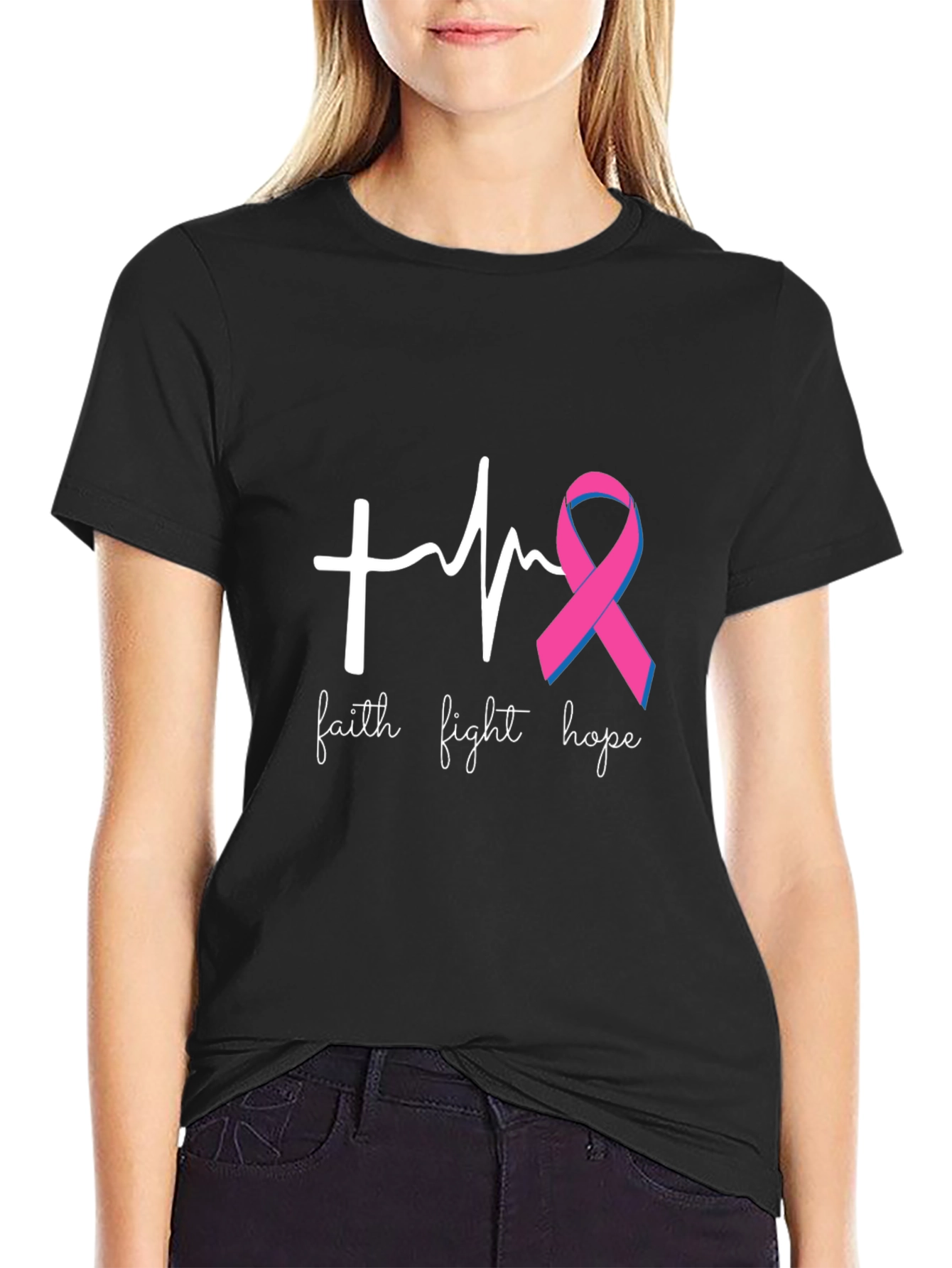 Faith Fight Hope T-Shirt - Breast Cancer Awareness Tee