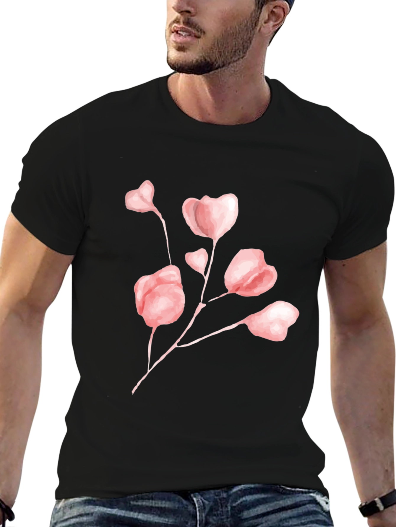 Floral Graphic Print Crew Neck T-Shirt
