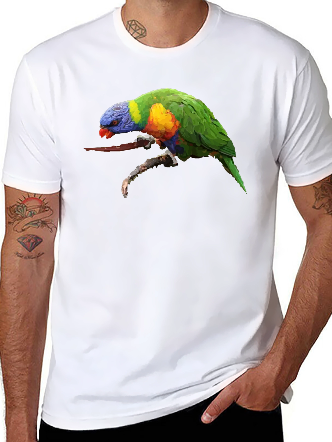 Lorikeet Parrot Graphic Black T-Shirt