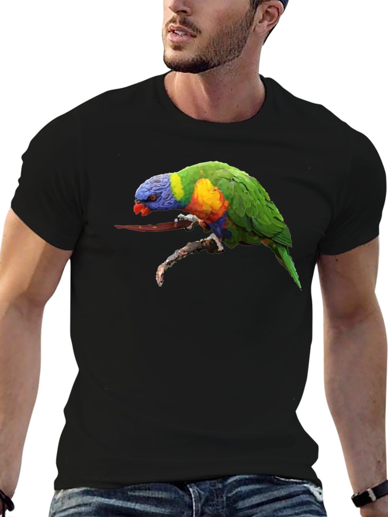Lorikeet Parrot Graphic Black T-Shirt
