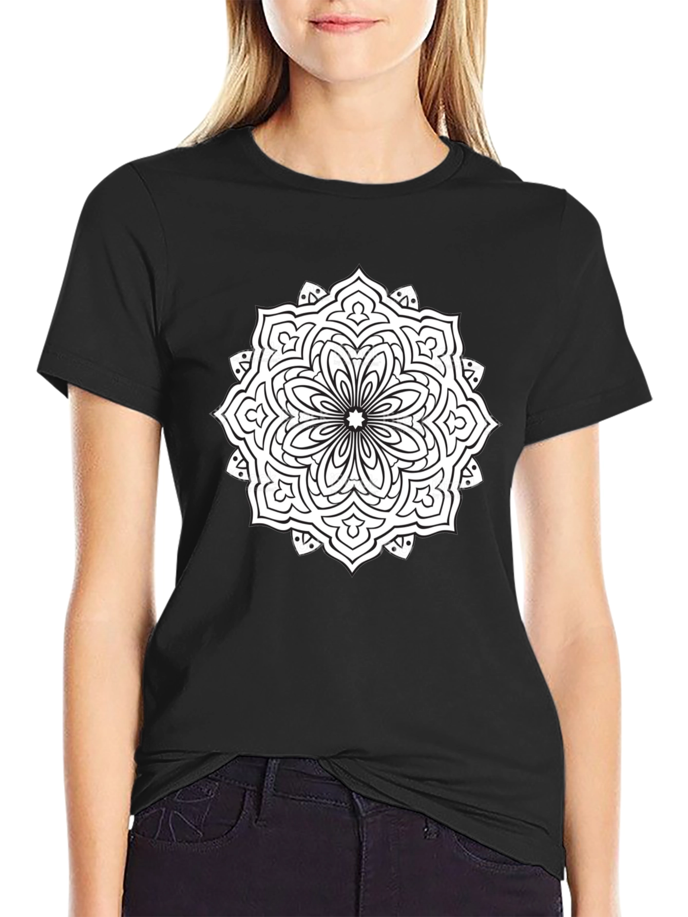 Mandala Graphic Tee - Black Cotton T-Shirt