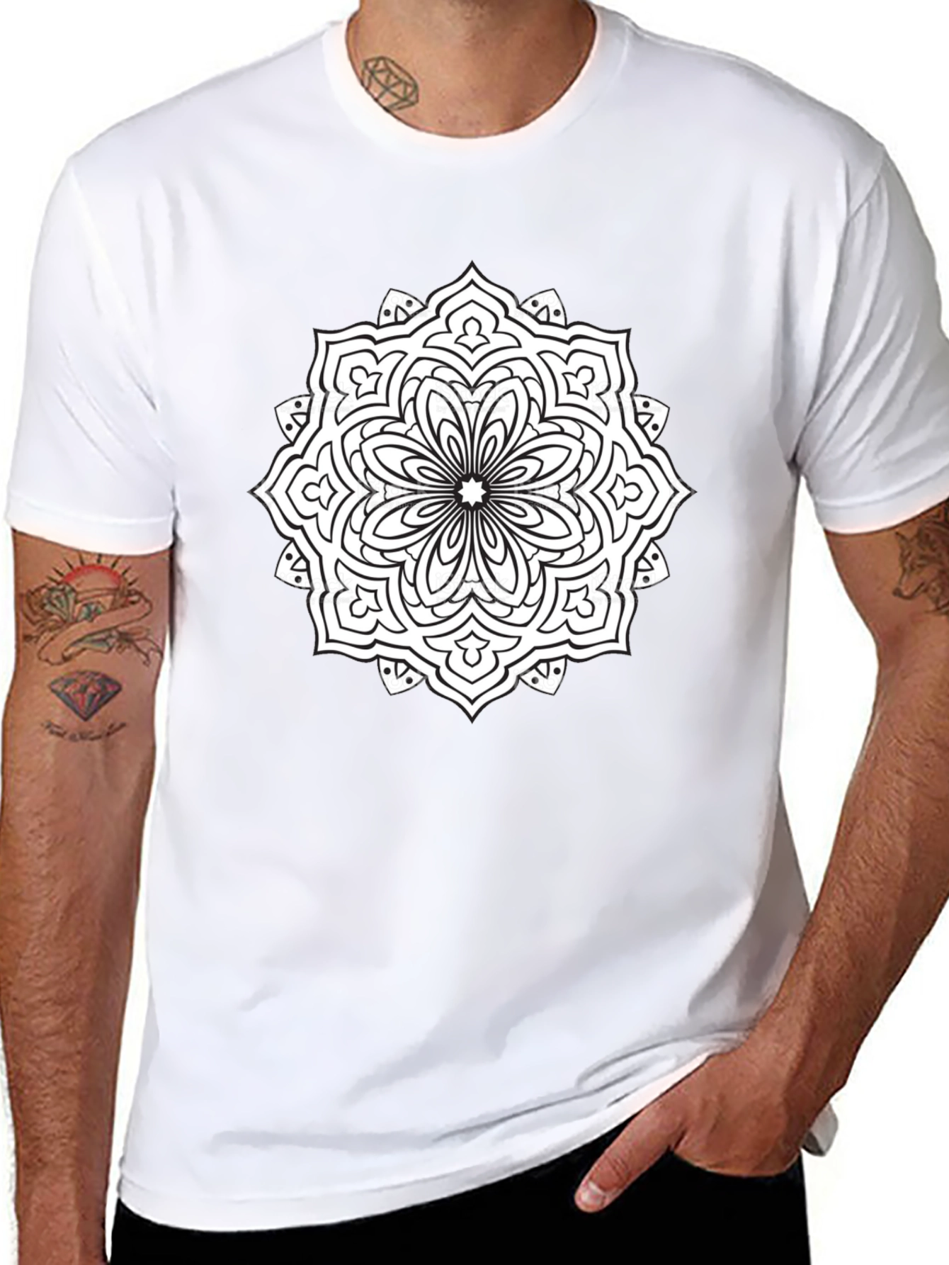 Mandala Graphic Tee - Black Cotton T-Shirt