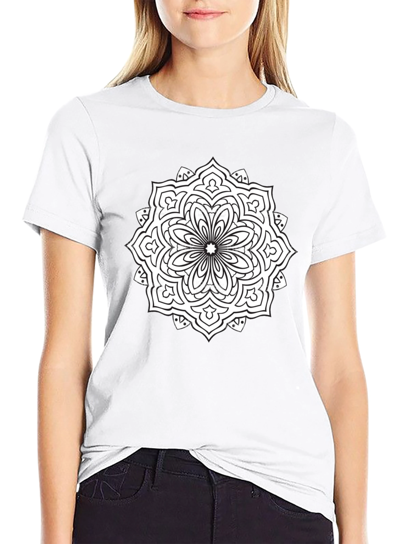 Mandala Graphic Tee - Black Cotton T-Shirt