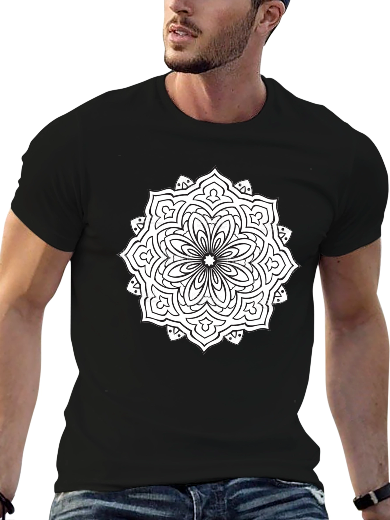 Mandala Graphic Tee - Black Cotton T-Shirt