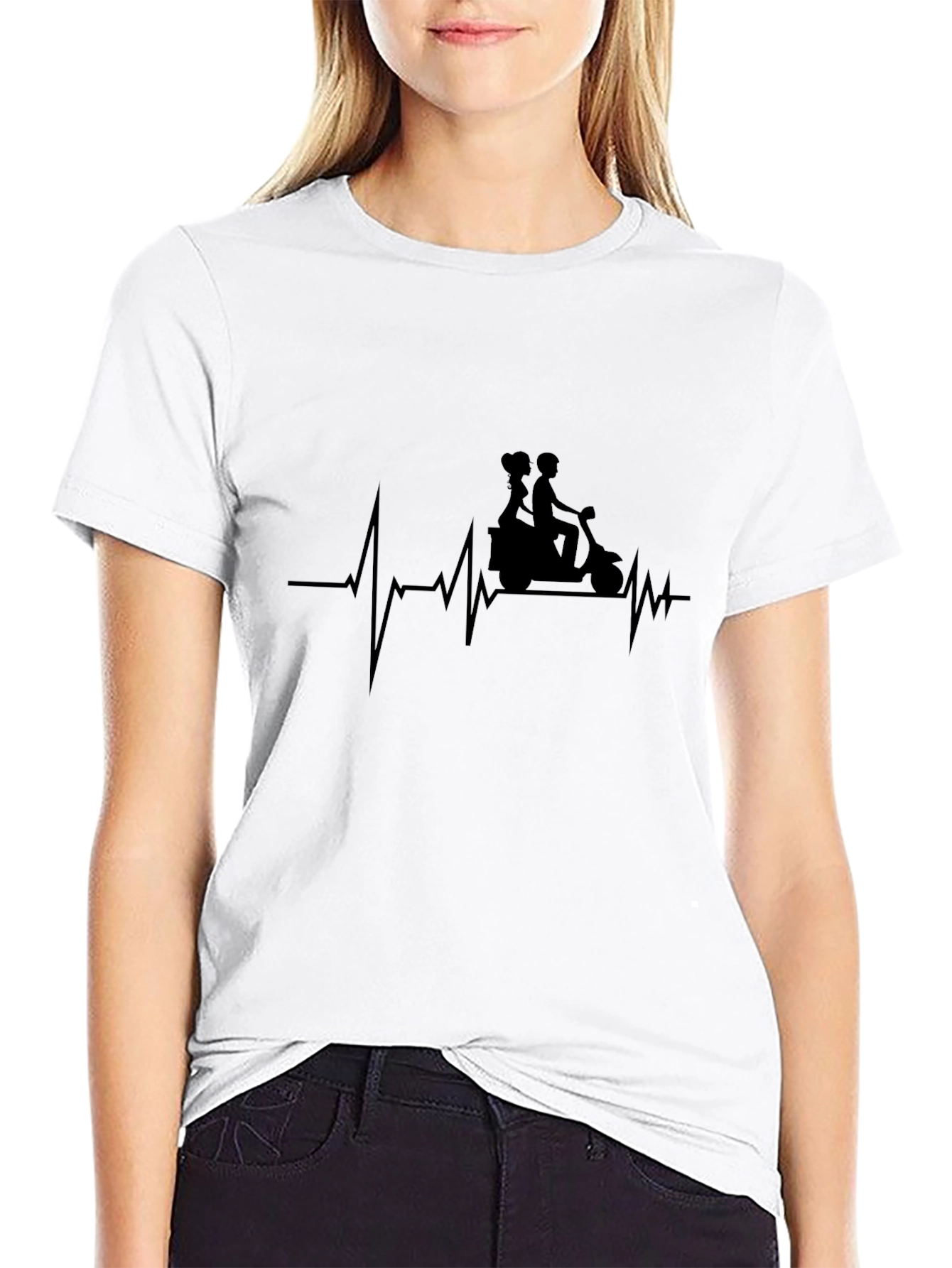 Heartbeat Motorcycle Ride T-Shirt - Black