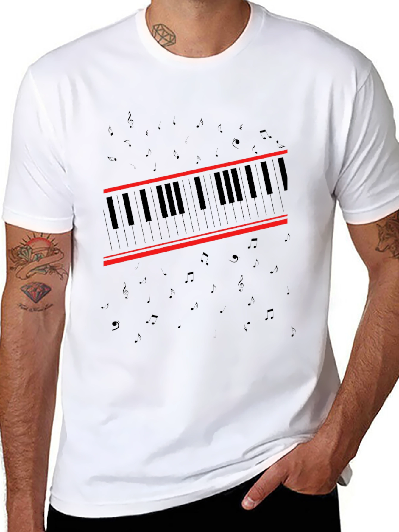 Piano Keys Graphic Black T-Shirt