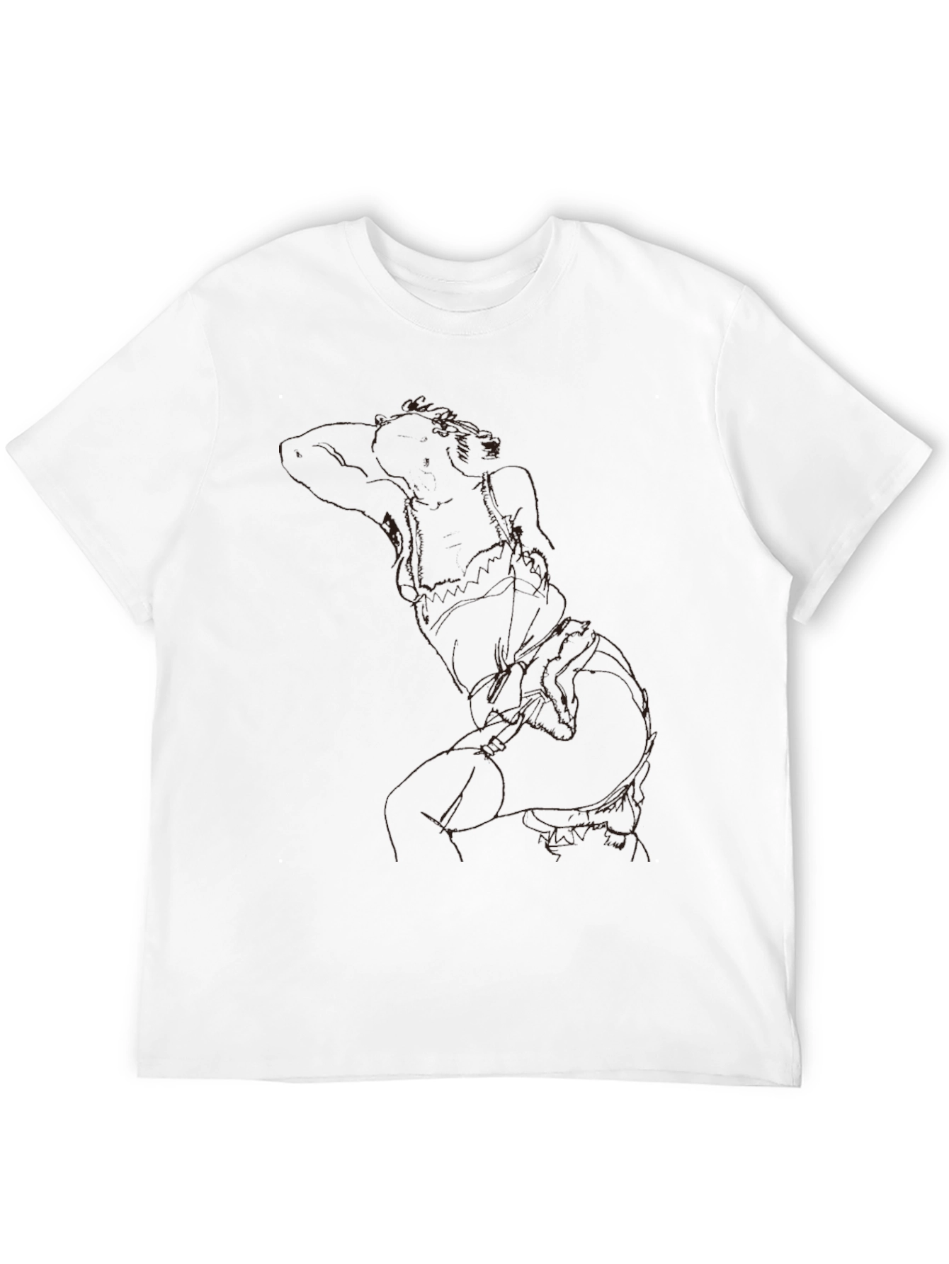 Modern Abstract Line Art Graphic Black T-Shirt
