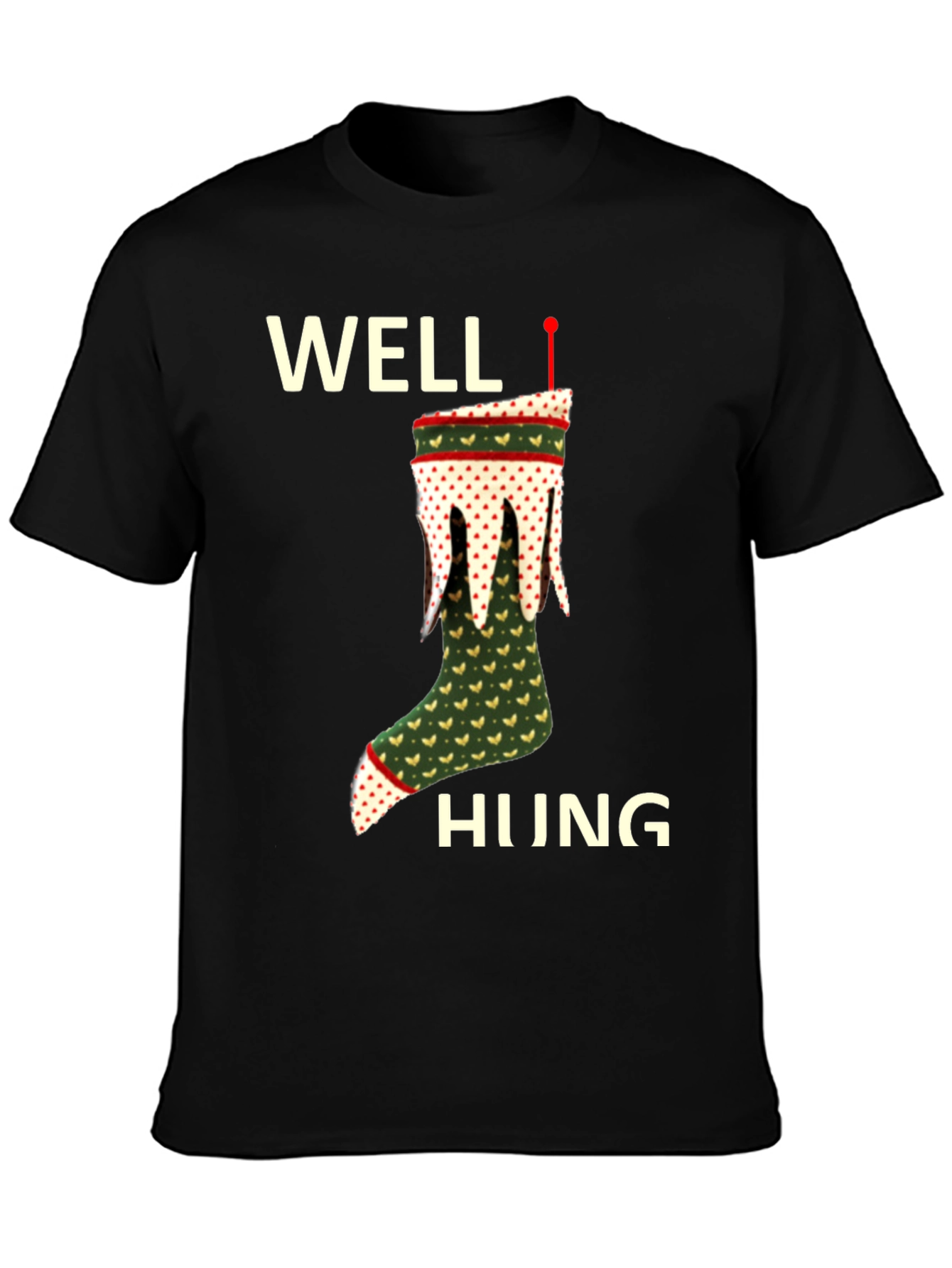 Well Hung Christmas Stocking T-Shirt Funny Holiday Tee