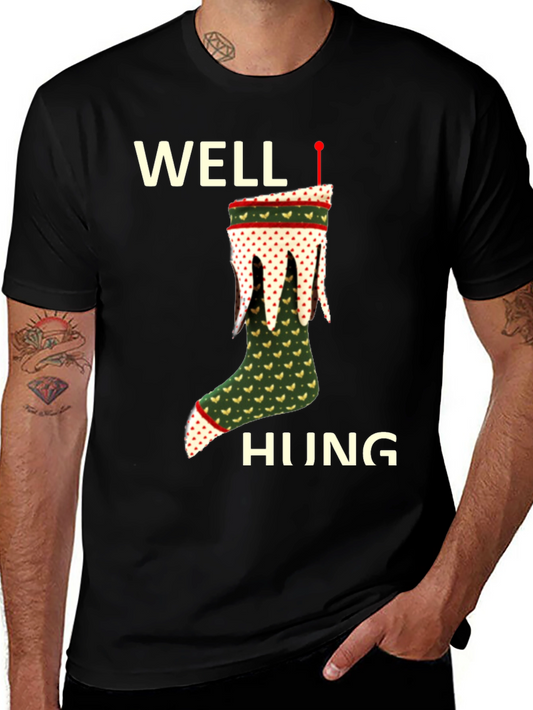 Well Hung Christmas Stocking T-Shirt Funny Holiday Tee