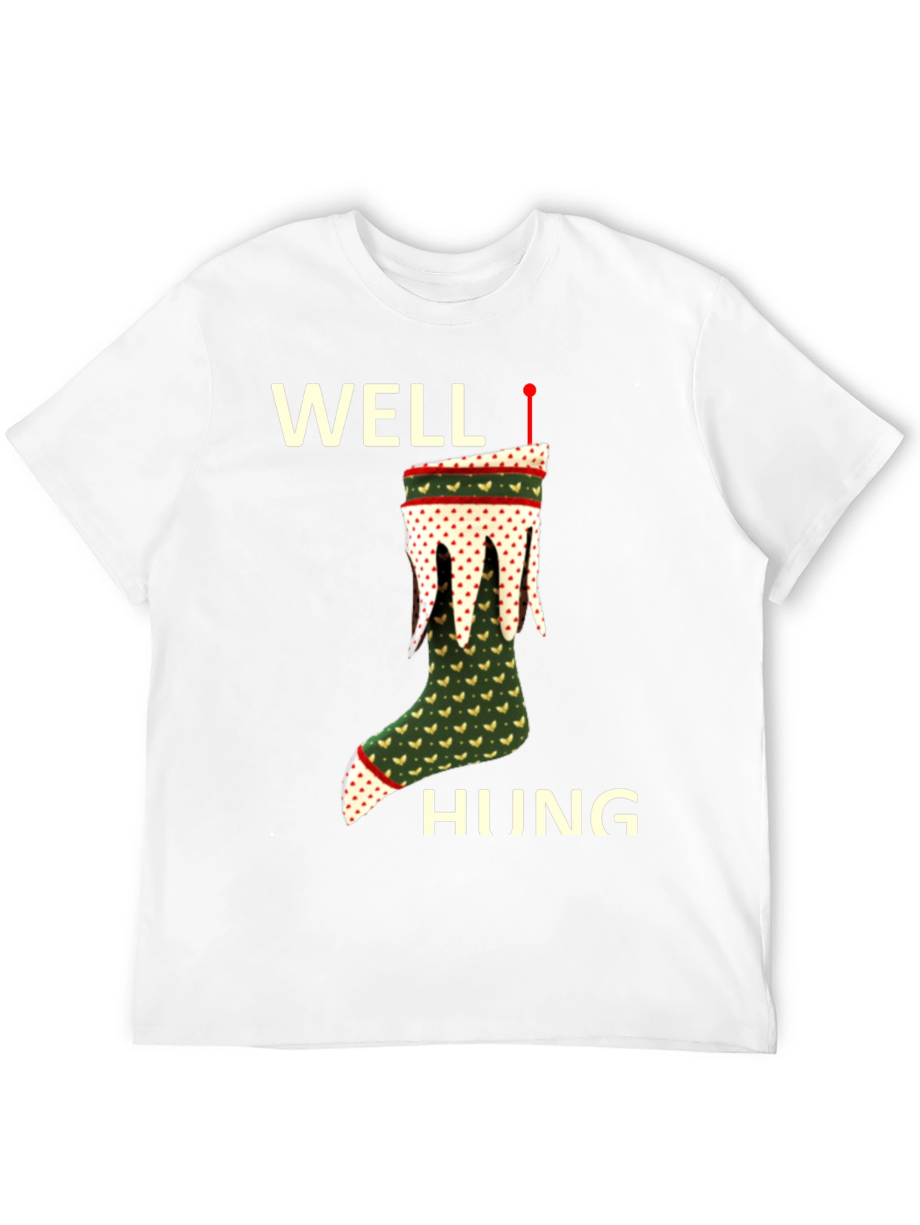 Well Hung Christmas Stocking T-Shirt Funny Holiday Tee