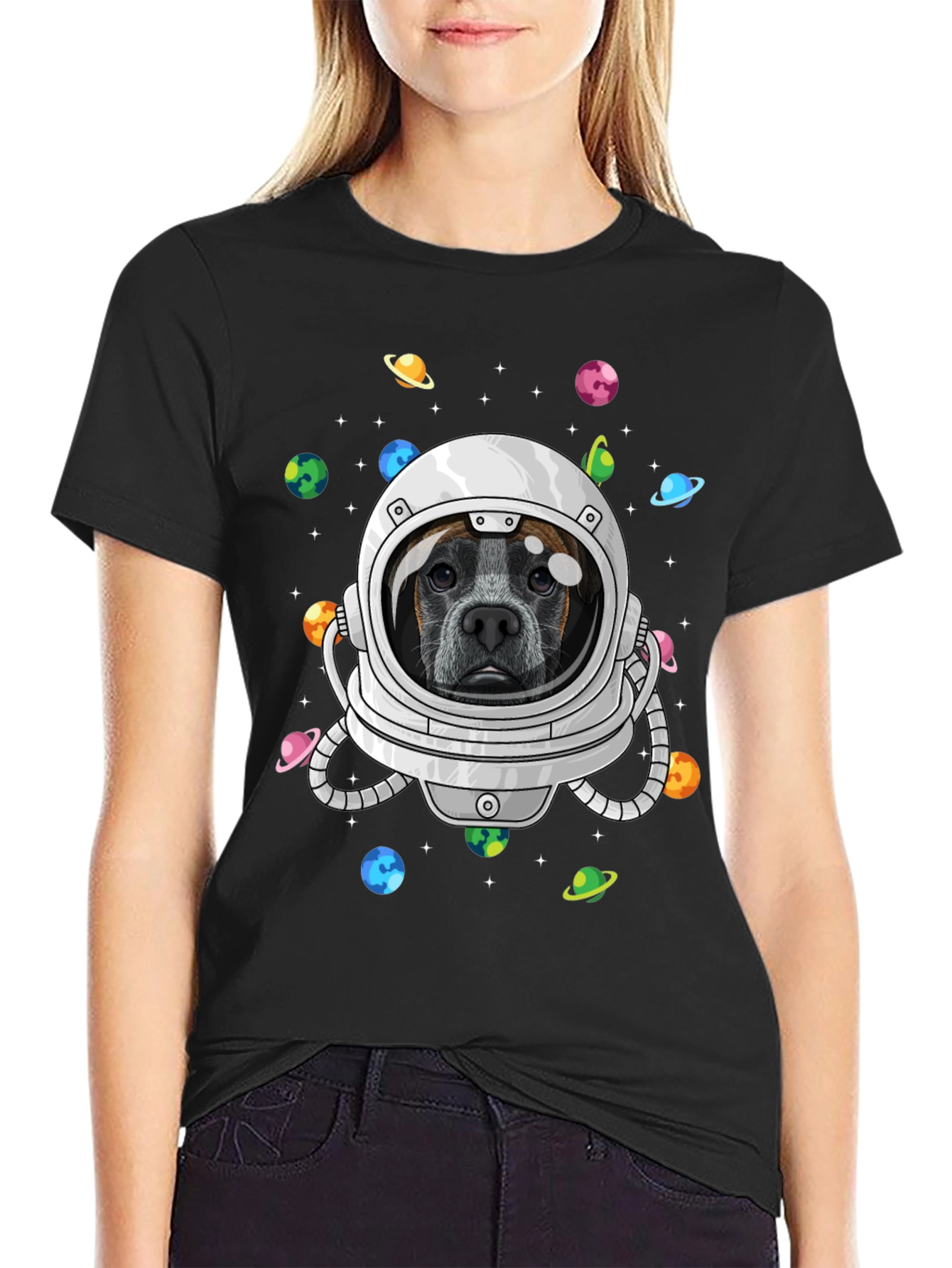 Dog Astronaut Graphic Tee - Outer Space Pup T-Shirt