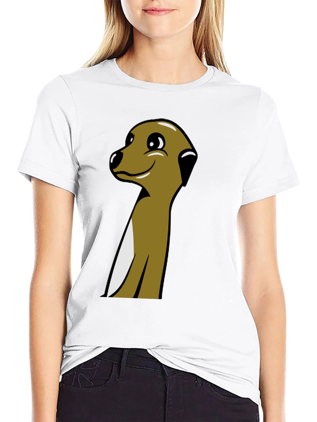 Meerkat Cartoon Graphic Tee - Black