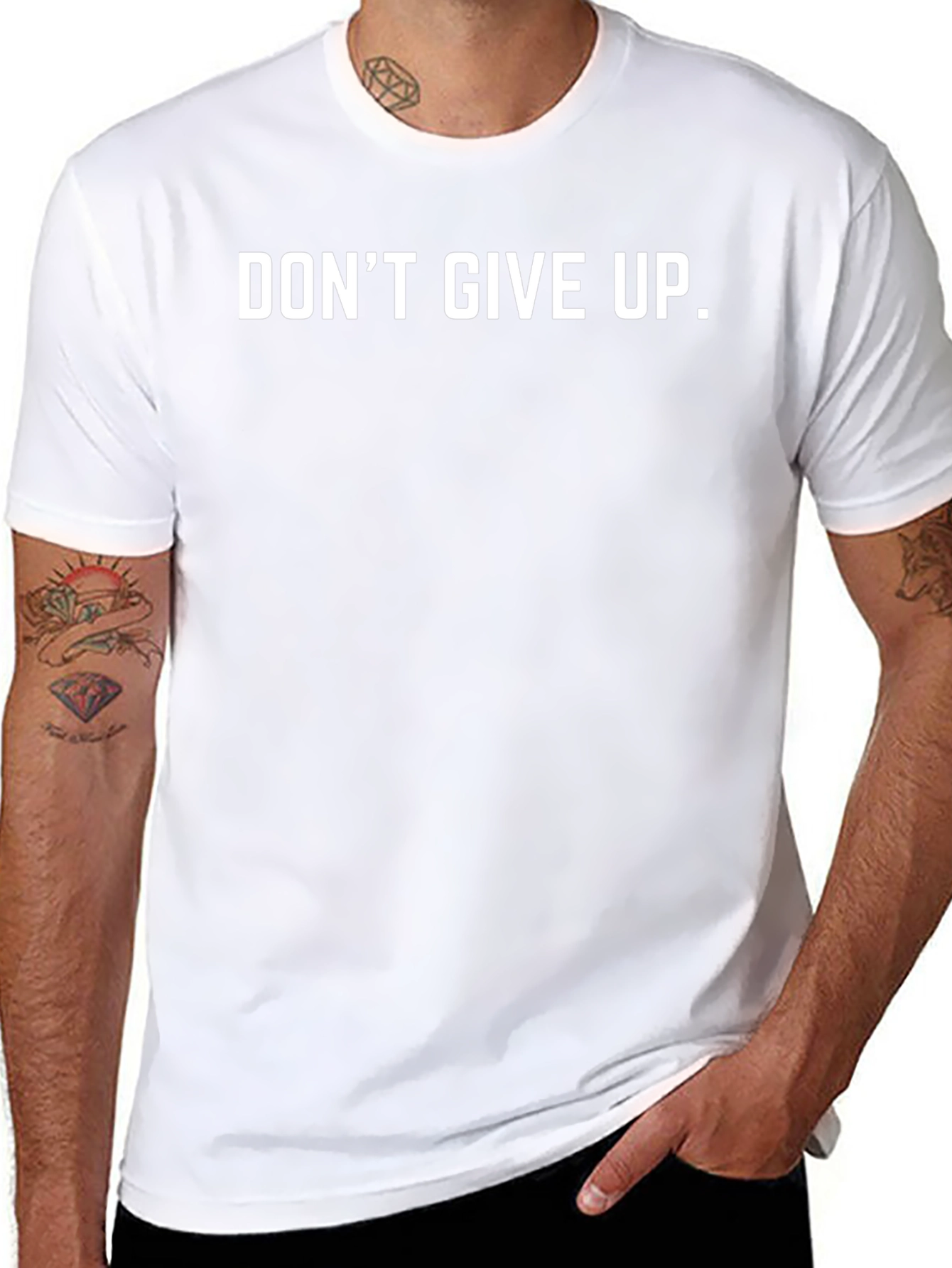 Dont Give Up Black Graphic T-Shirt