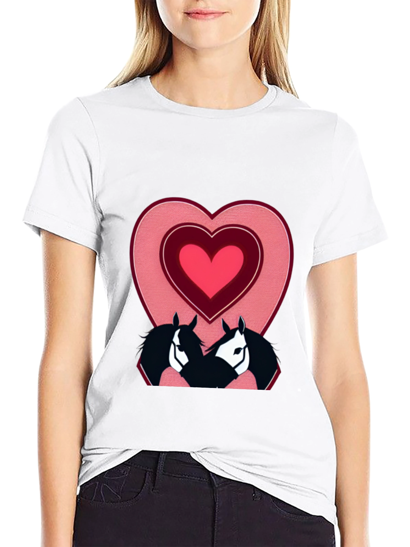 Horse Lovers T-Shirt with Heart Design