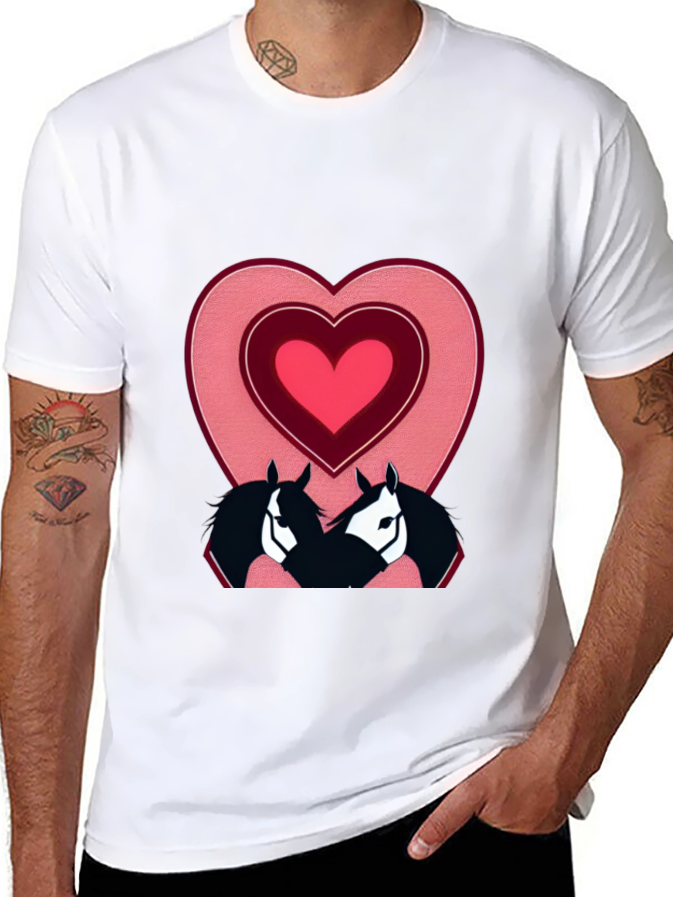 Horse Lovers T-Shirt with Heart Design