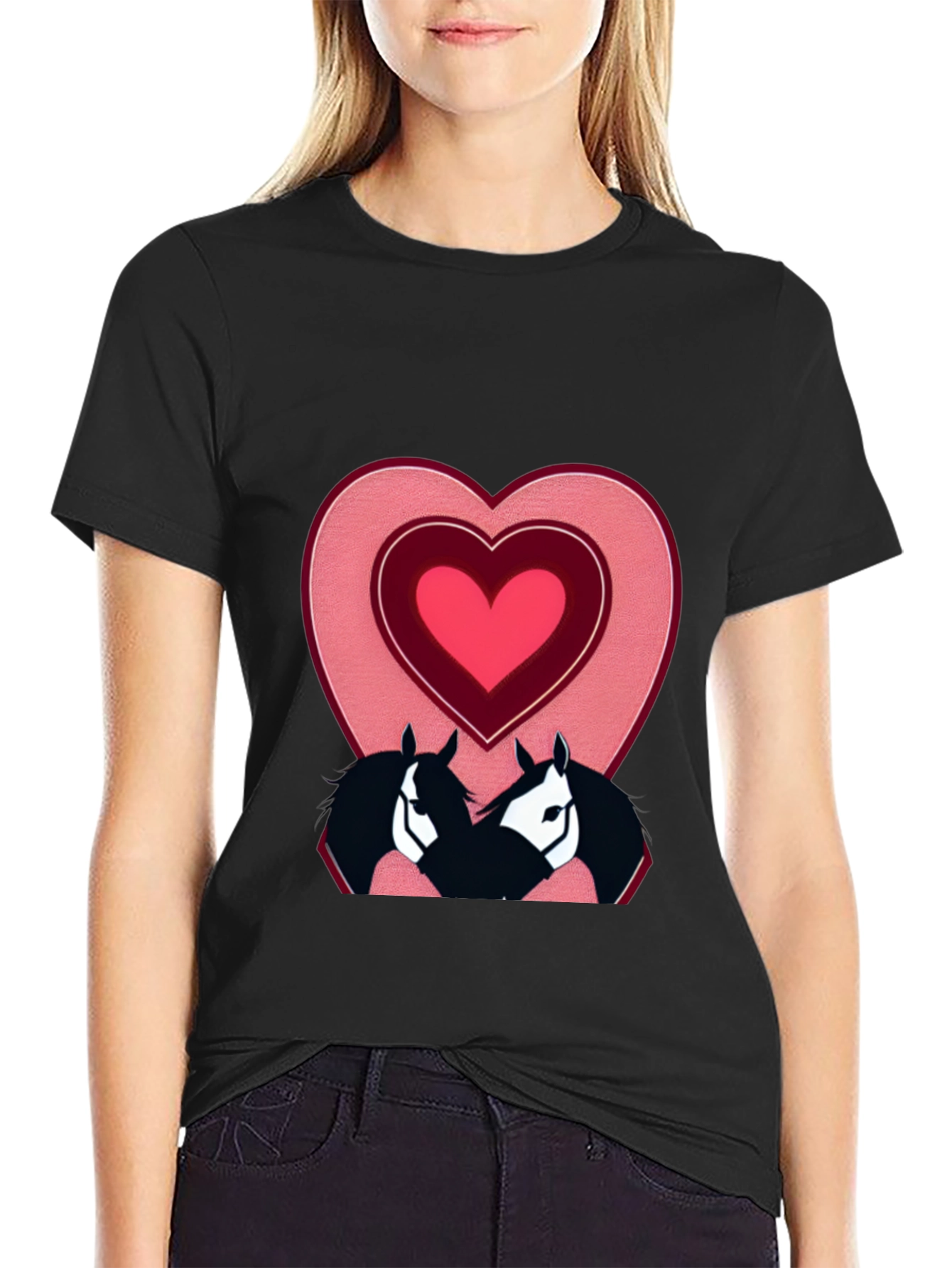 Horse Lovers T-Shirt with Heart Design