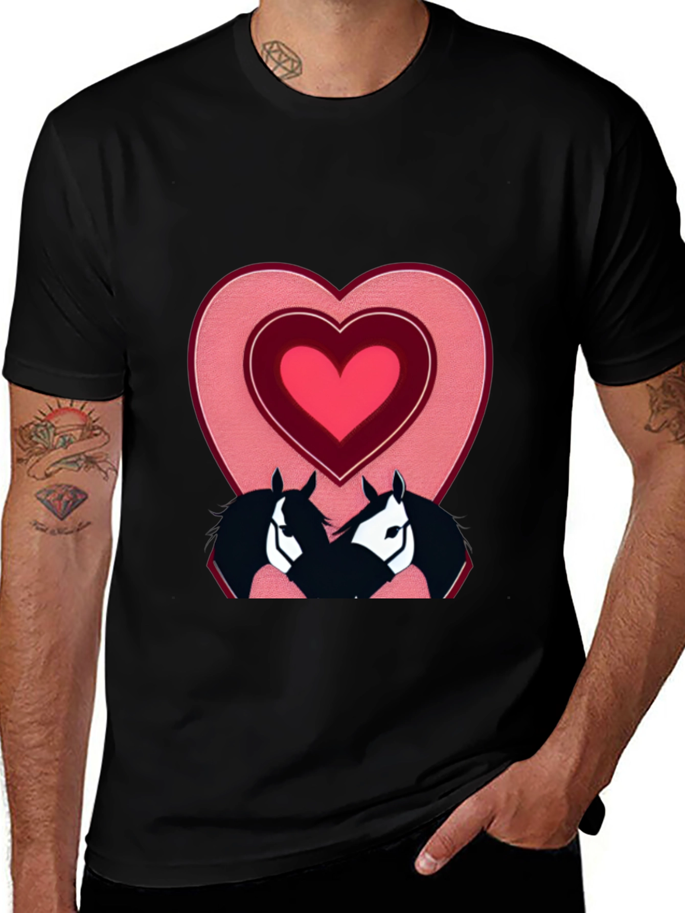 Horse Lovers T-Shirt with Heart Design