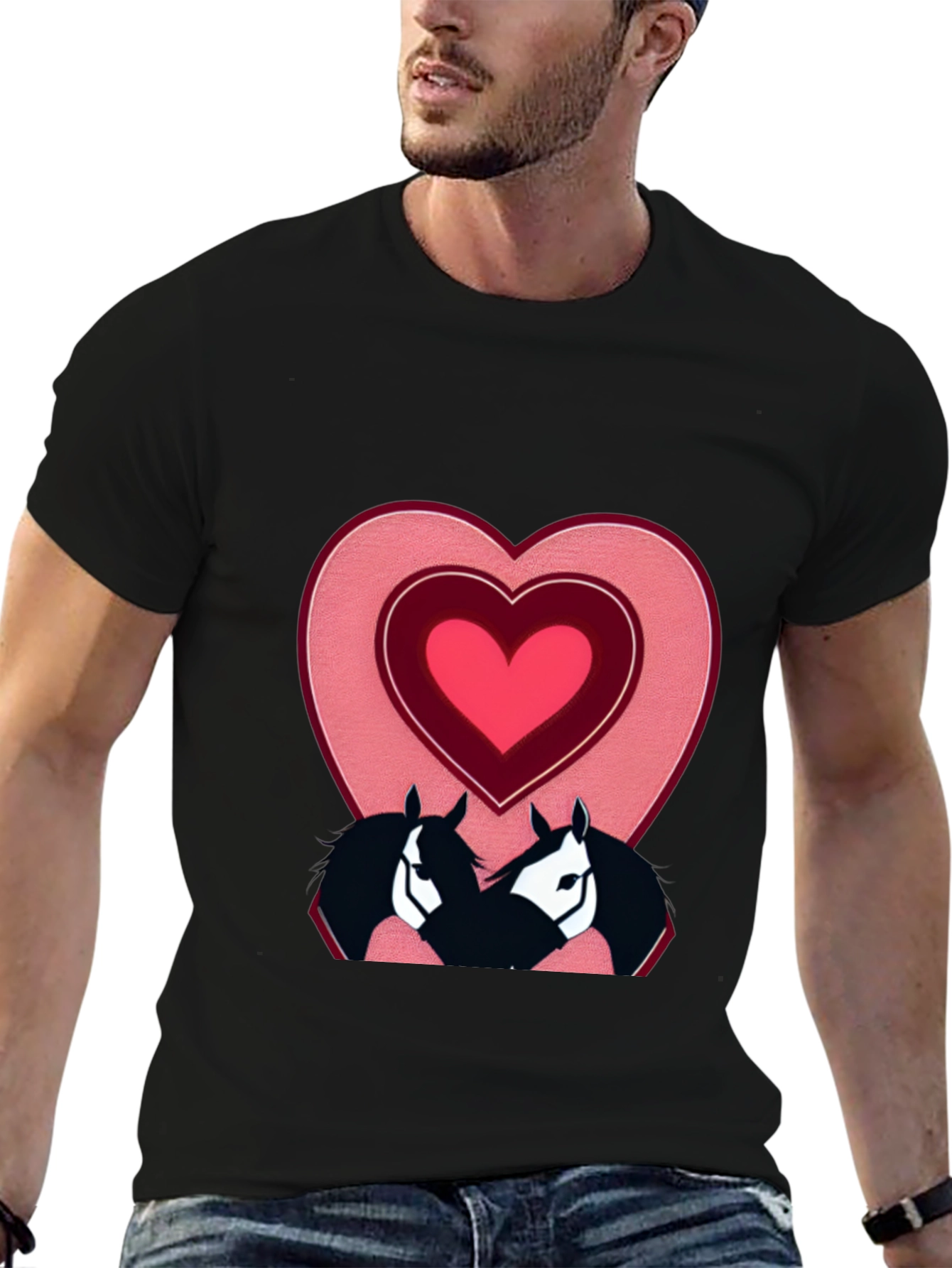 Horse Lovers T-Shirt with Heart Design