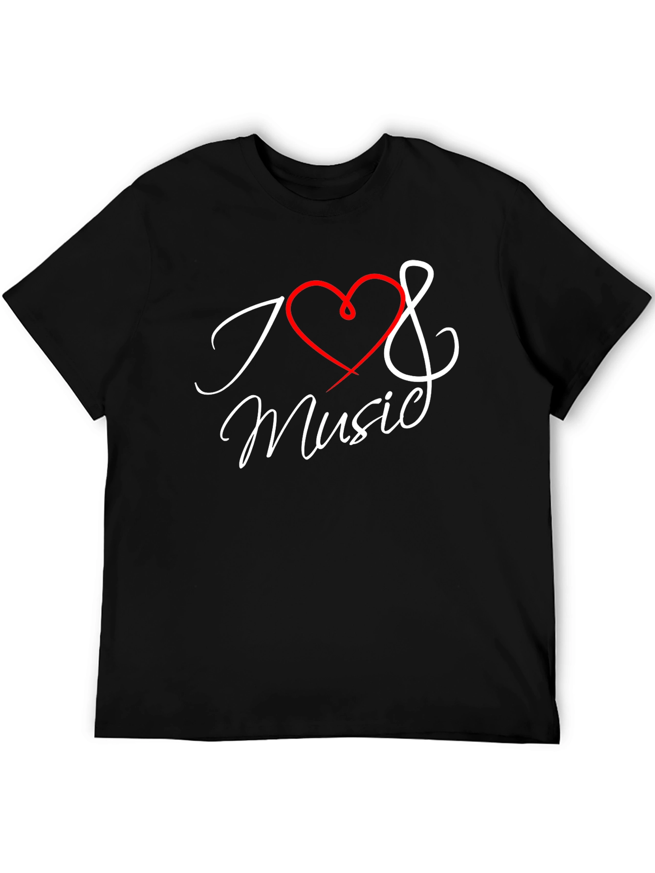 I Love Music Graphic Black T-Shirt