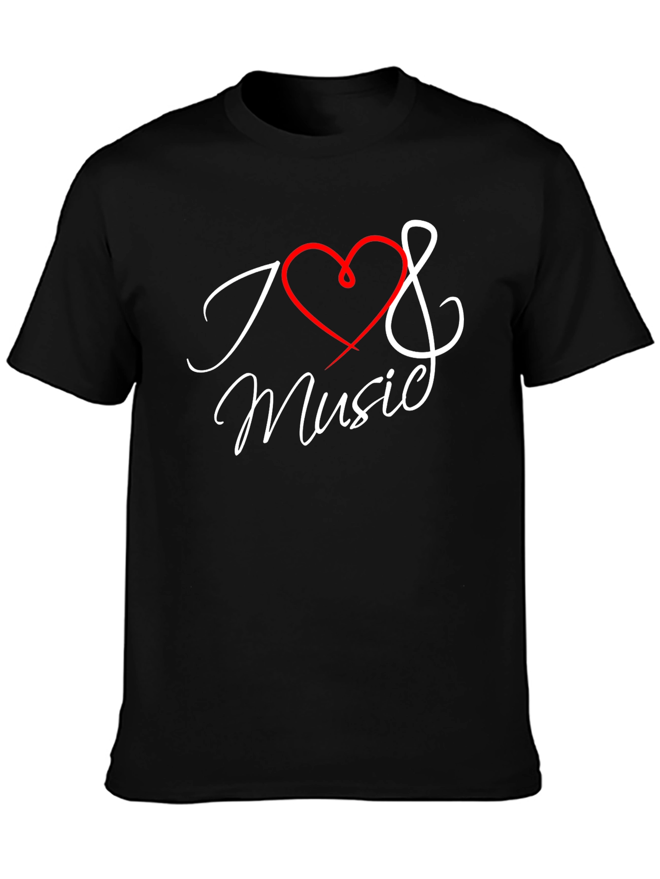 I Love Music Graphic Black T-Shirt