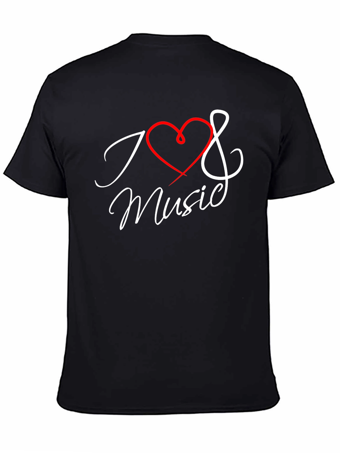 I Love Music Graphic Black T-Shirt