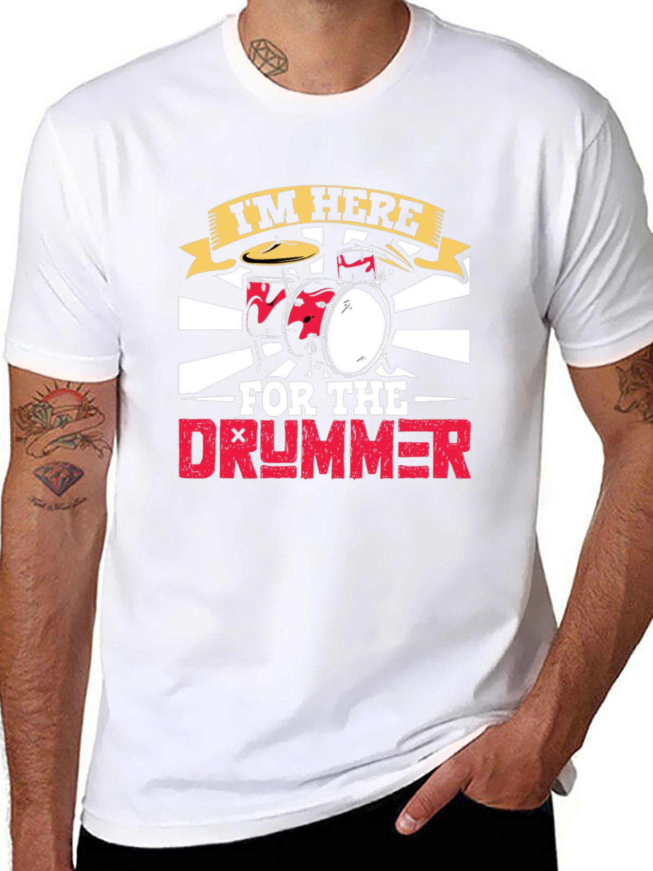 Im Here For The Drummer Black T-Shirt
