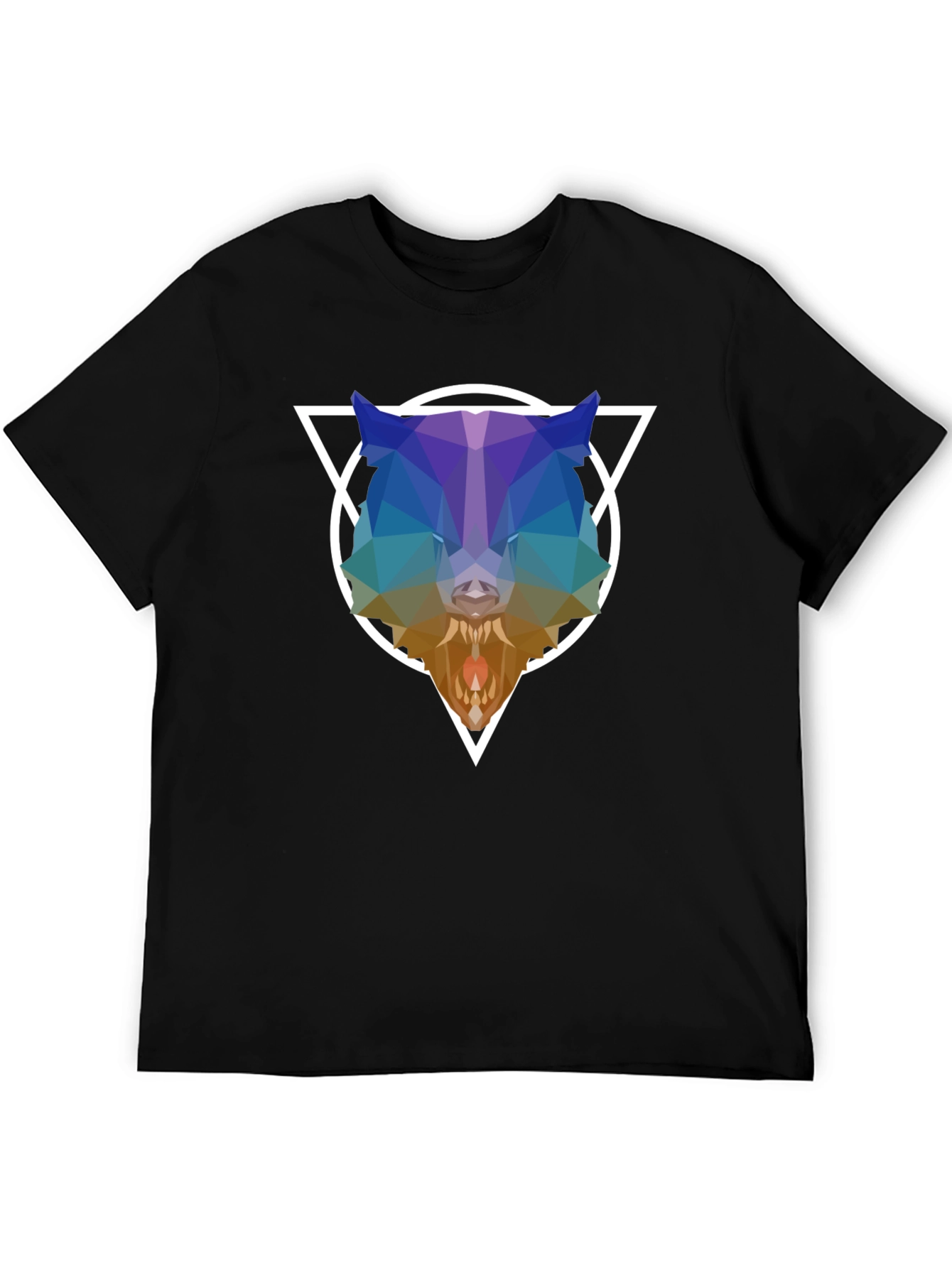 Geometric Wolf Graphic T-Shirt - Modern Design