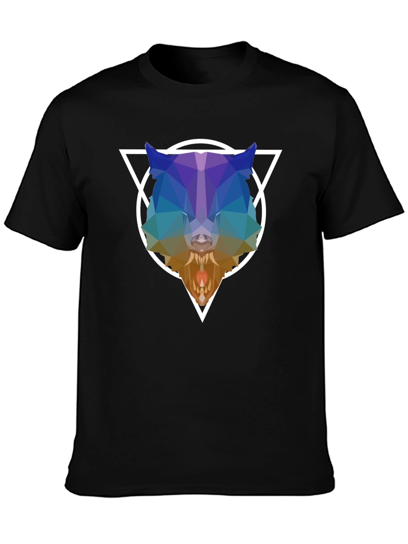 Geometric Wolf Graphic T-Shirt - Modern Design