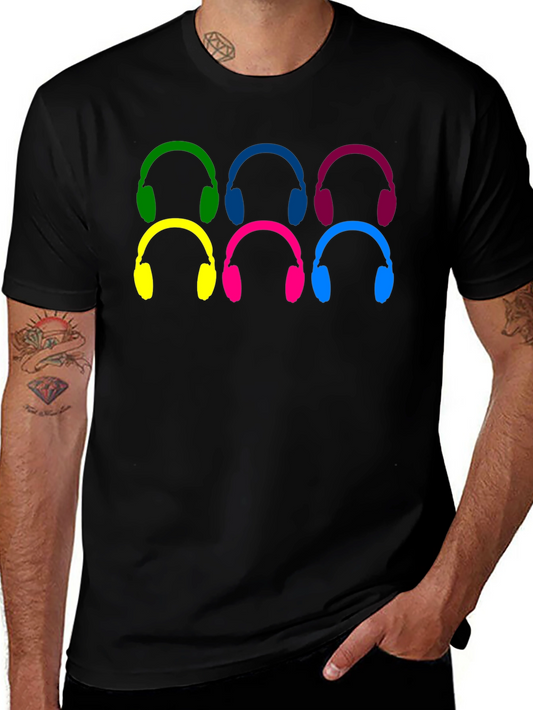 Colorful Headphone Graphic T-Shirt
