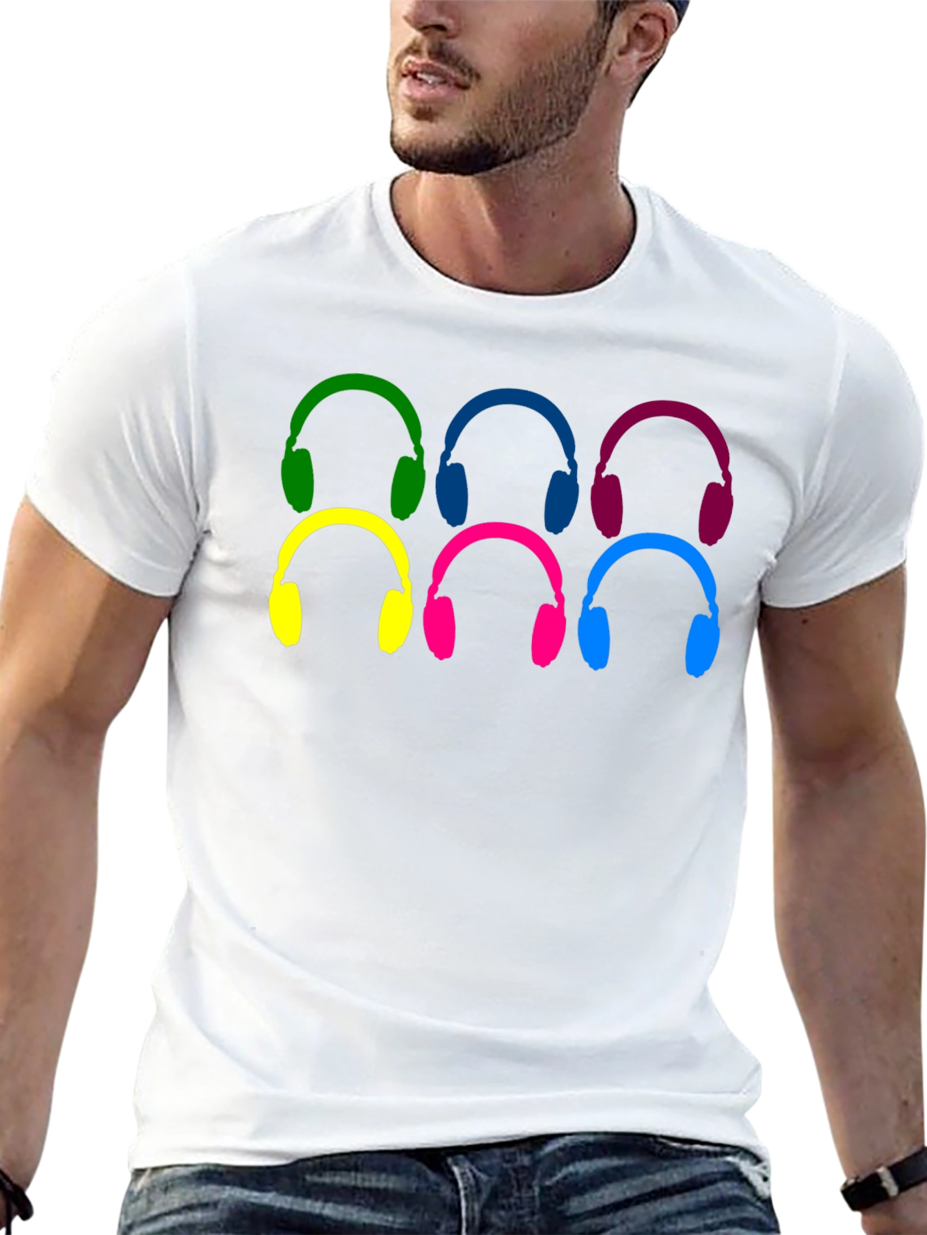 Colorful Headphone Graphic T-Shirt