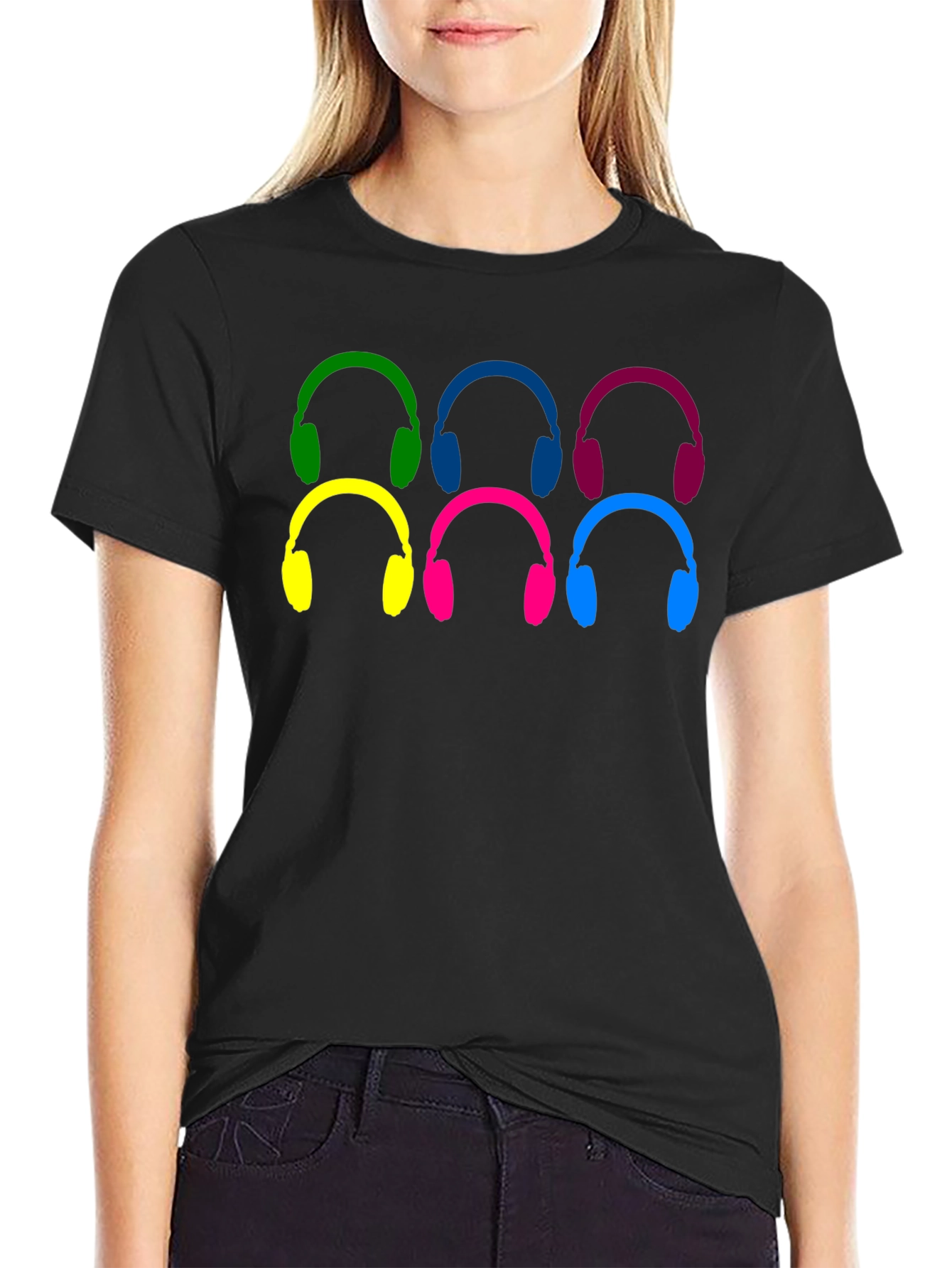 Colorful Headphone Graphic T-Shirt