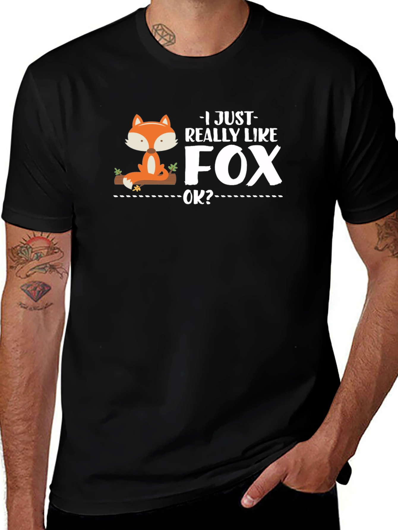 I Just Really Like Fox OK? Mens Black T-Shirt