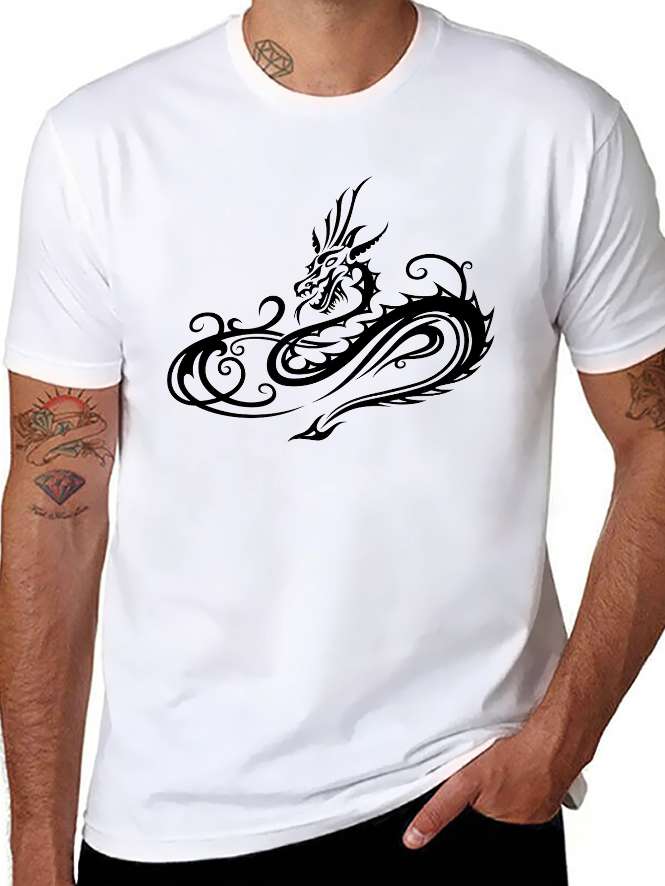 Black Dragon Graphic T-Shirt - Mens Casual Tee