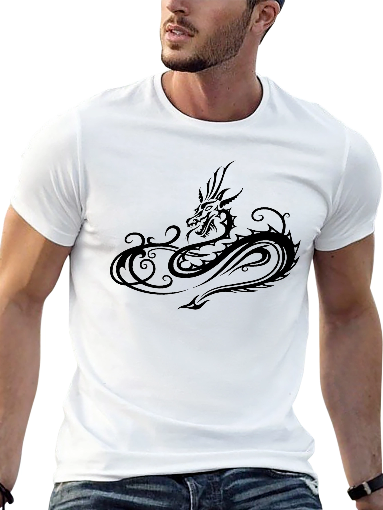 Black Dragon Graphic T-Shirt - Mens Casual Tee