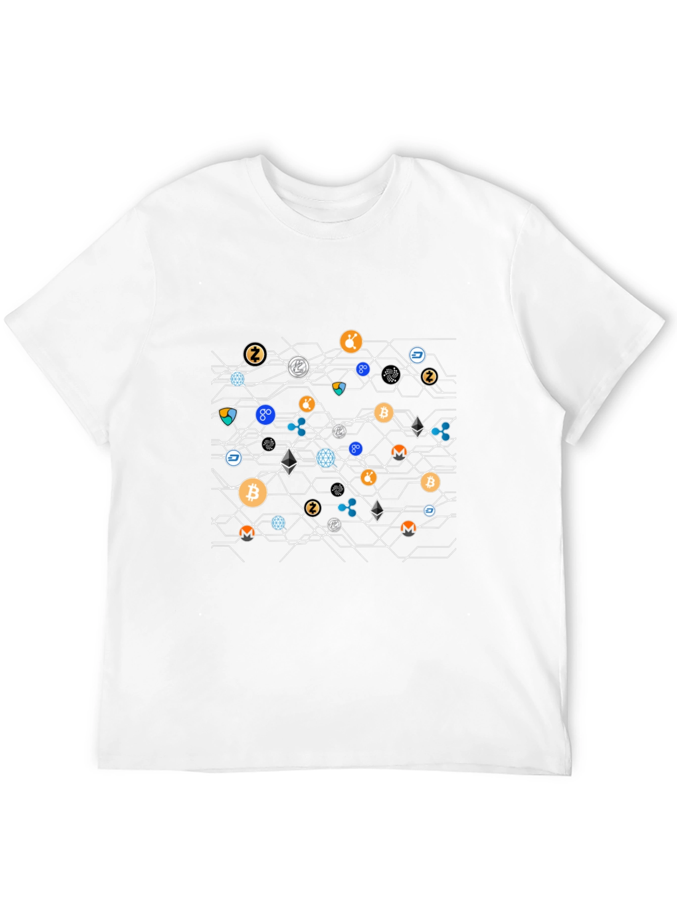 Crypto Pattern T-Shirt - Black Casual Style