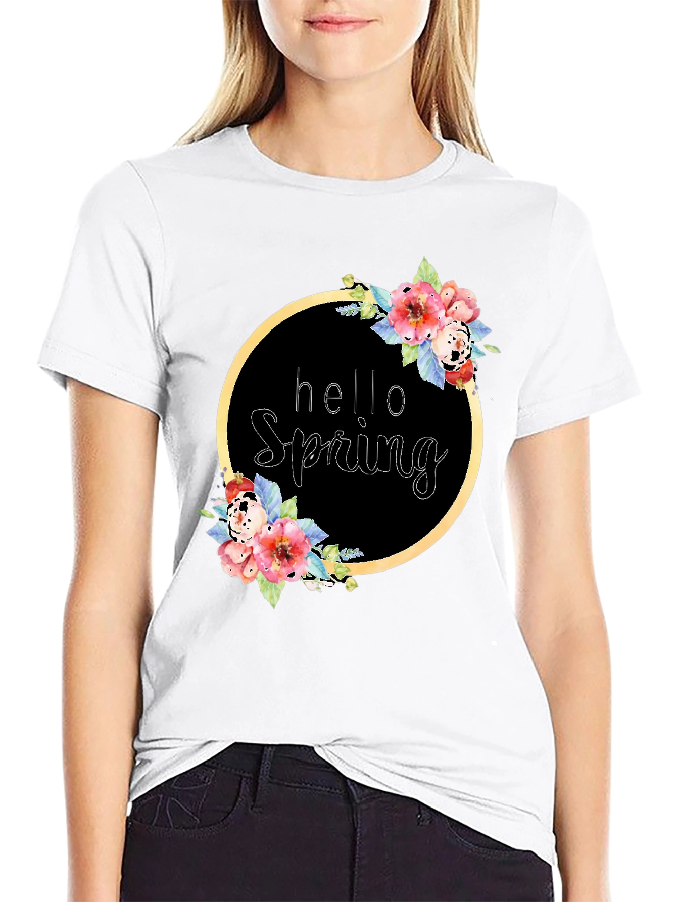 Hello Spring Floral Wreath T-Shirt
