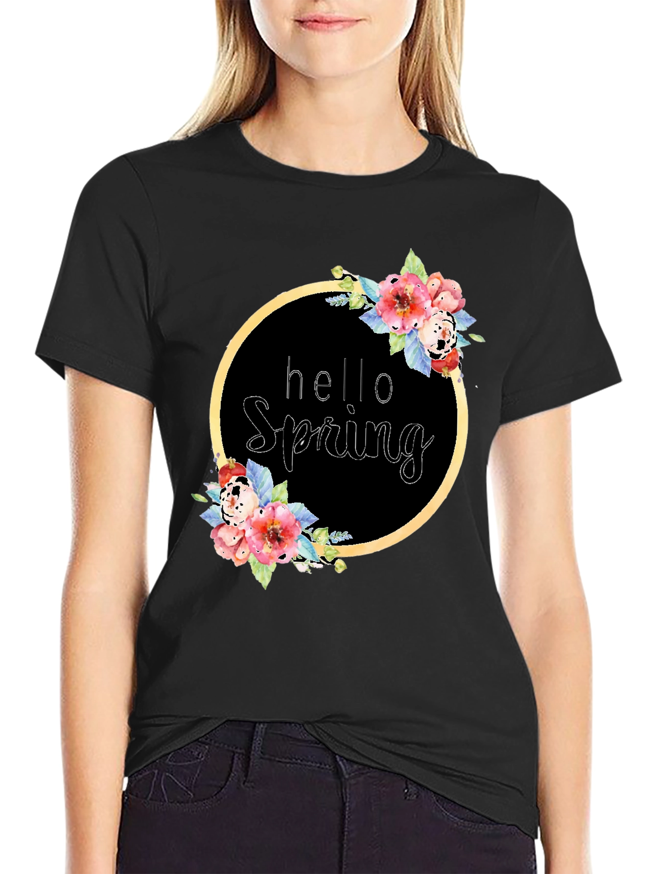 Hello Spring Floral Wreath T-Shirt
