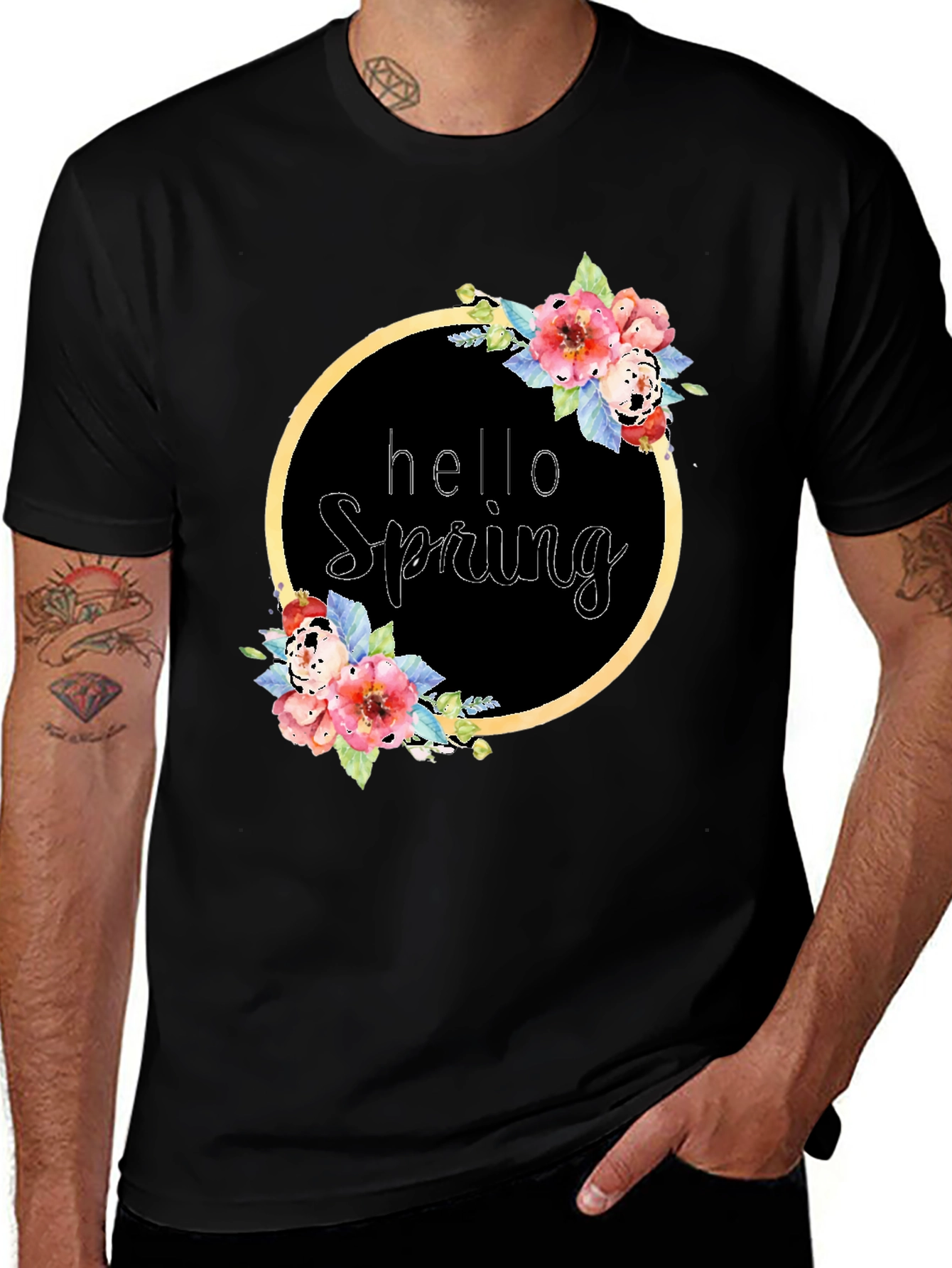 Hello Spring Floral Wreath T-Shirt