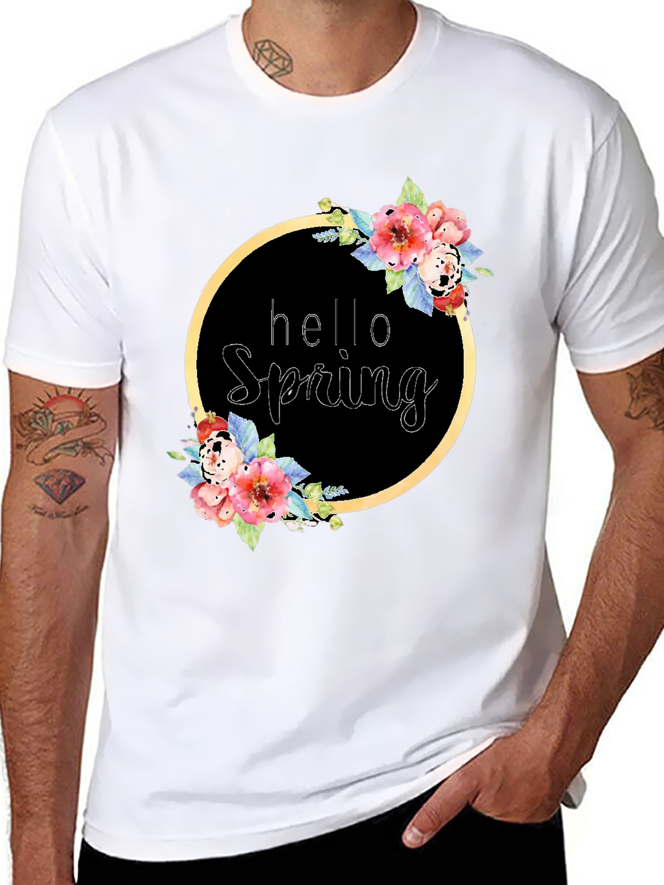 Hello Spring Floral Wreath T-Shirt